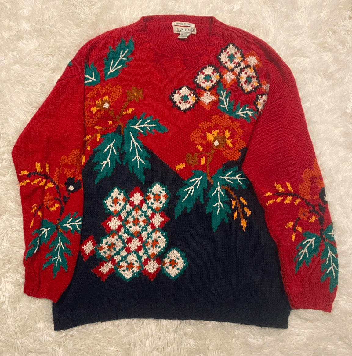 Izod Vintage 90s Izod Men Christmas Cardigan Sweater Knitted by Size US L / EU 52-54 / 3 - 1 Thumbnail