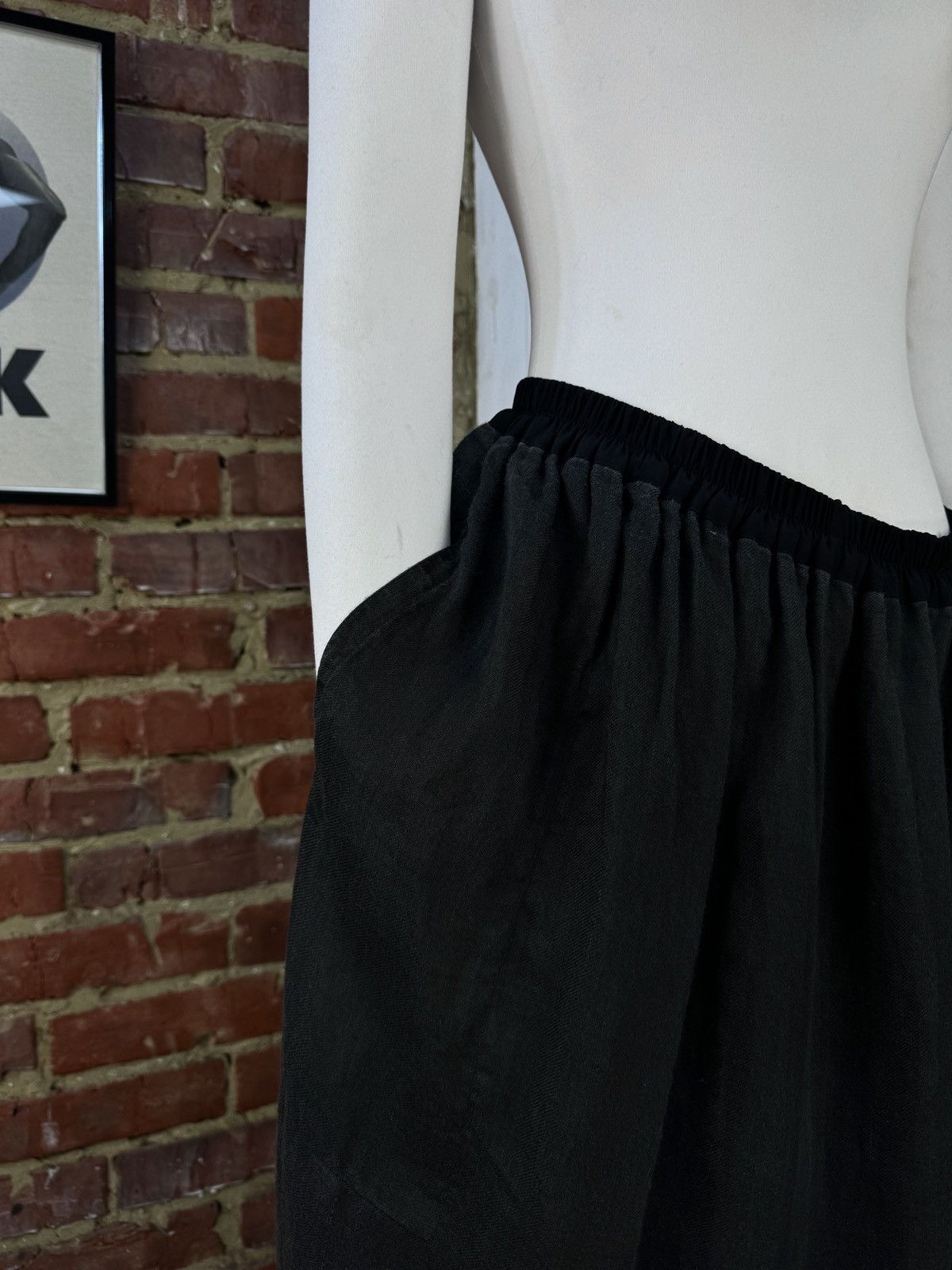 Designer × Vintage CHRISTA DE CAROUGE Avant Garde Vintage Linen Skirt Pockets Size 34" / US 12 / IT 48 - 5 Thumbnail