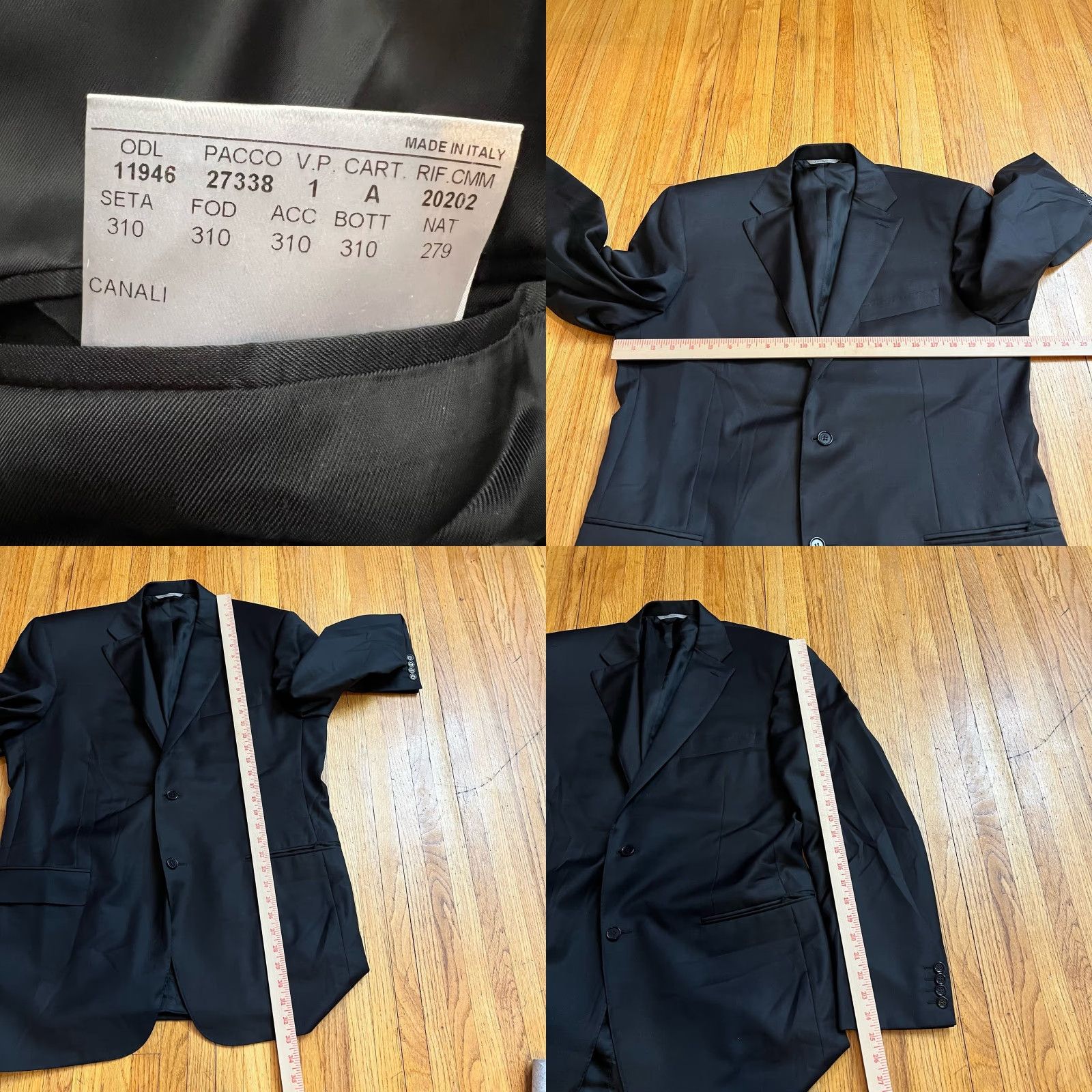 Canali Canali Jacket Blazer Coat Mens 54 Black Wool Made in Italy US 44 Suit Coat Size 44R - 8 Thumbnail