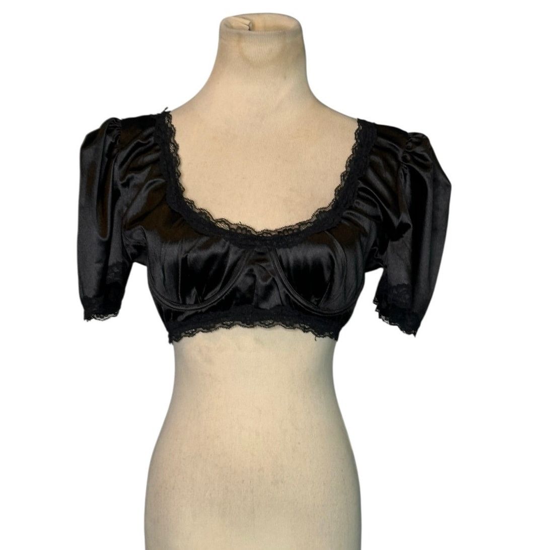 PRINCESS POLLY Princess Polly black short sleeves crop blouse size 12 Size XL / US 12-14 / IT 48-50 - 1 Thumbnail