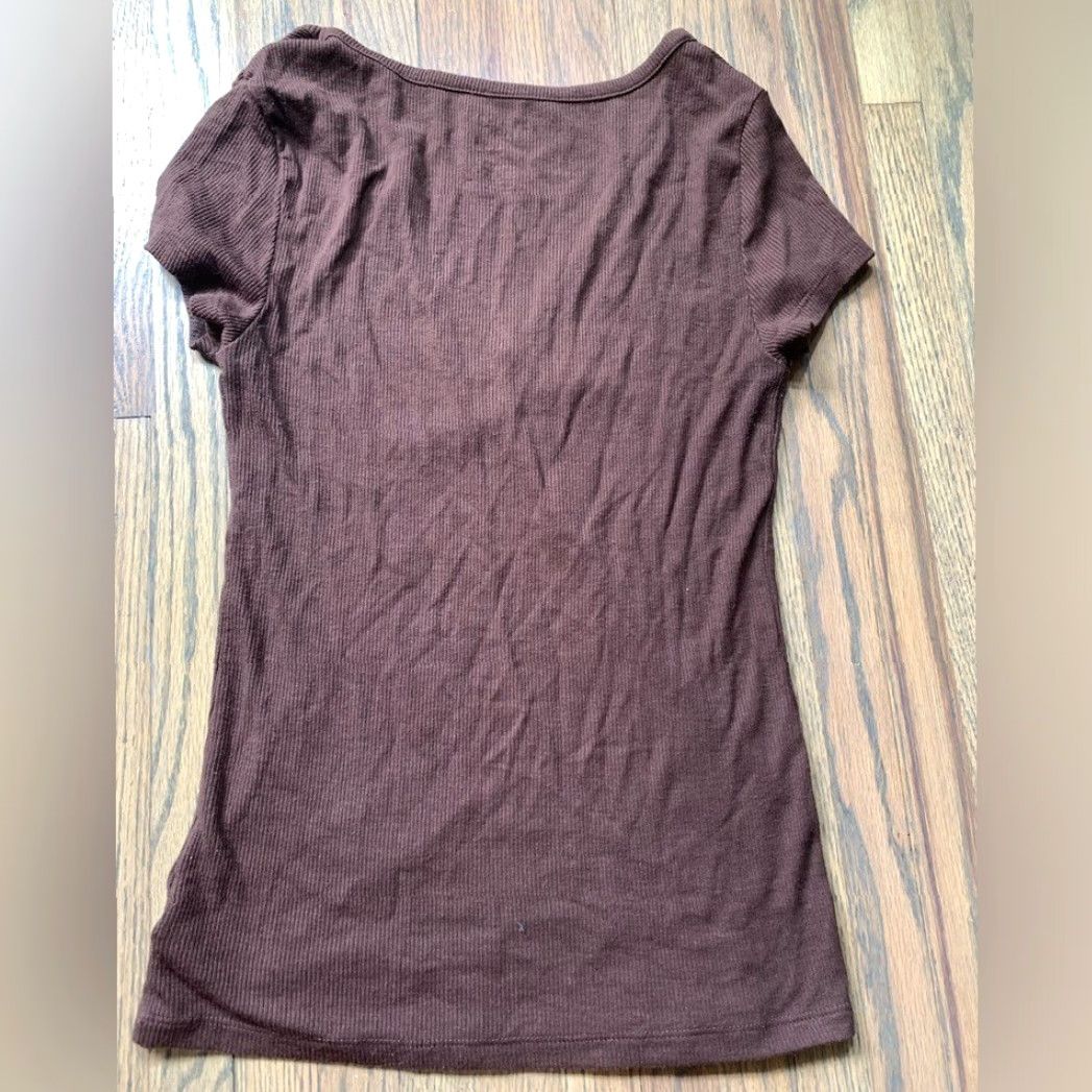 American Eagle Outfitters American Eagle Soft & Sexy Rib Tee Brown XS Women T-Shirt Regular Size XS Size XS / US 0-2 / IT 36-38 - 3 Thumbnail