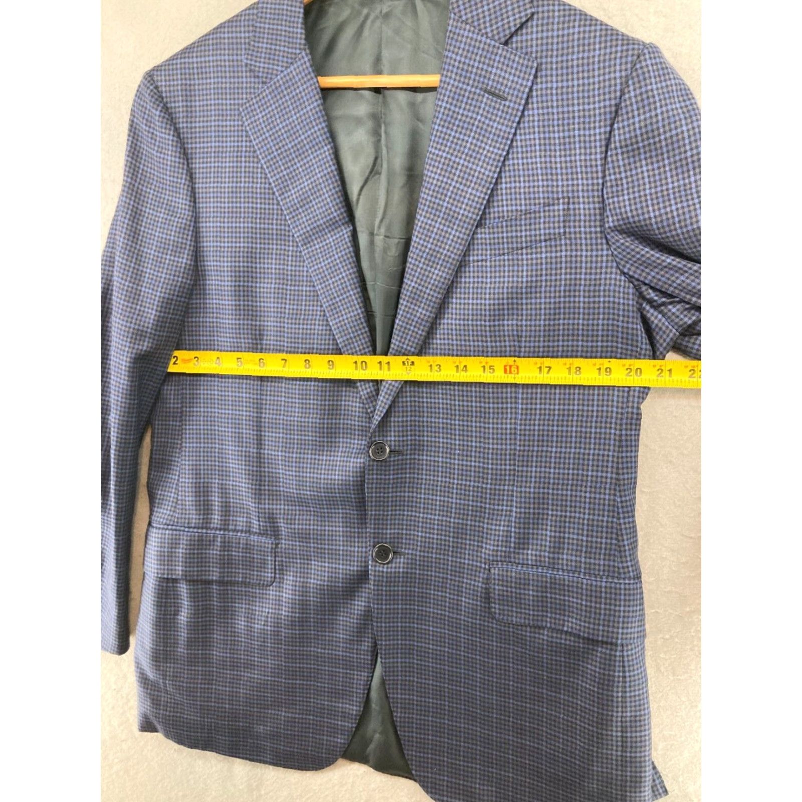 Vintage Trussini E Thomas Mens Suit Jacket 42 Blue Plaid - 90s Business Notch Lapel, Single-Breasted, Blue, 42, Regular, Mens, Italy Made Size 42R - 2 Thumbnail