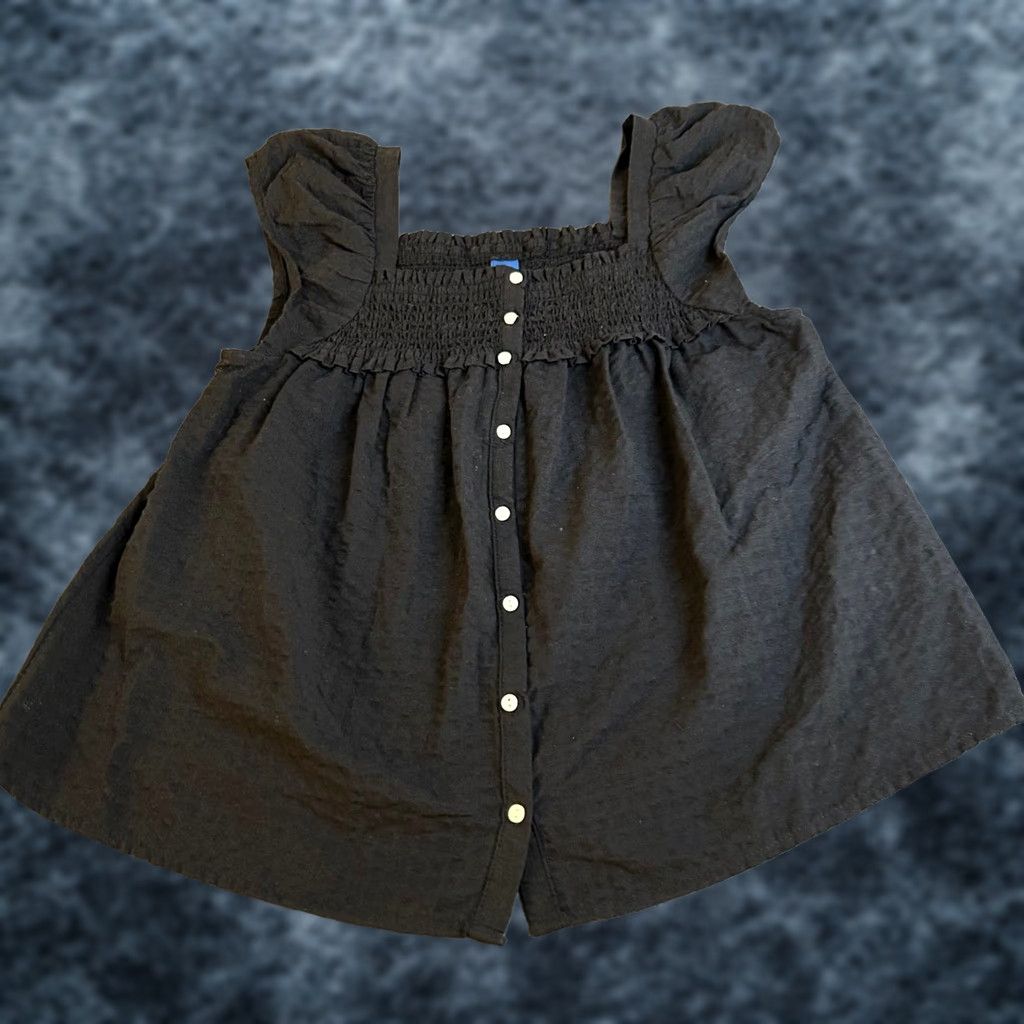 Old Navy Old Navy Black Button Up Smocked Top Ruffle Sleeve Square Neckline Womens Small Size S / US 4 / IT 40 - 1 Thumbnail