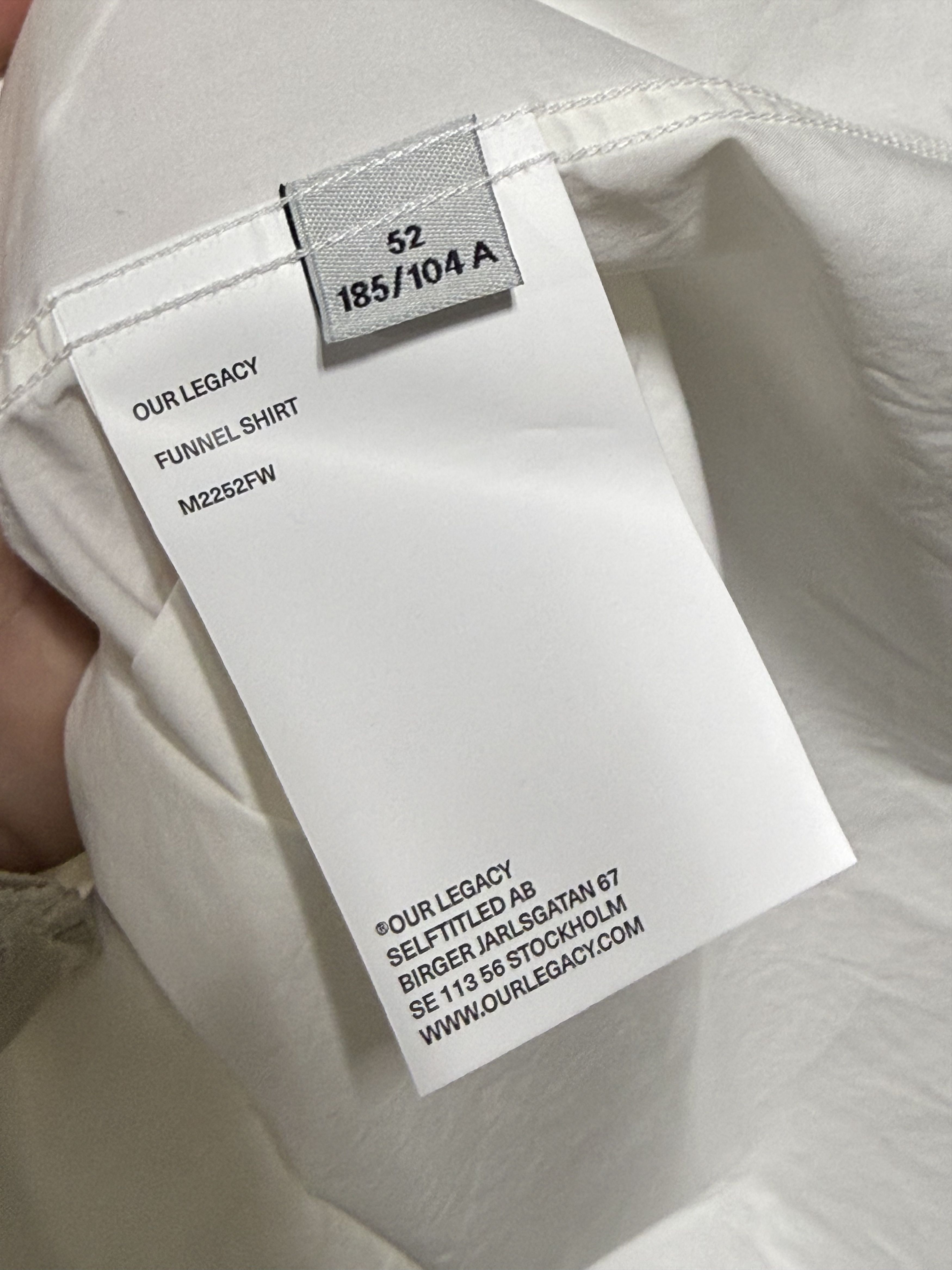 Our Legacy Our Legacy Funnel Shirt 'White Dense Poplin' Size US XL / EU 56 / 4 - 3 Thumbnail