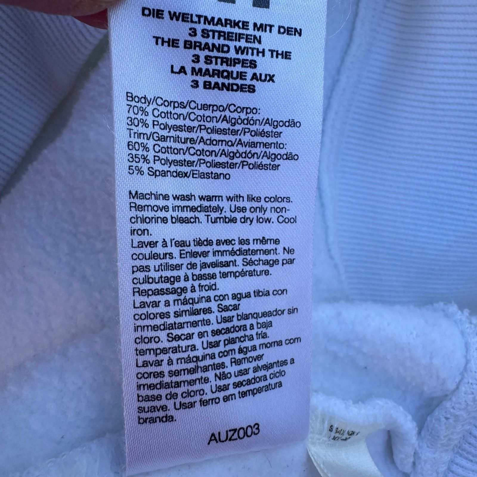 Adidas Adidas Mens XL Full Zip Hoodie White Fleece Lined 3-Stripe E Size US XL / EU 56 / 4 - 11 Thumbnail