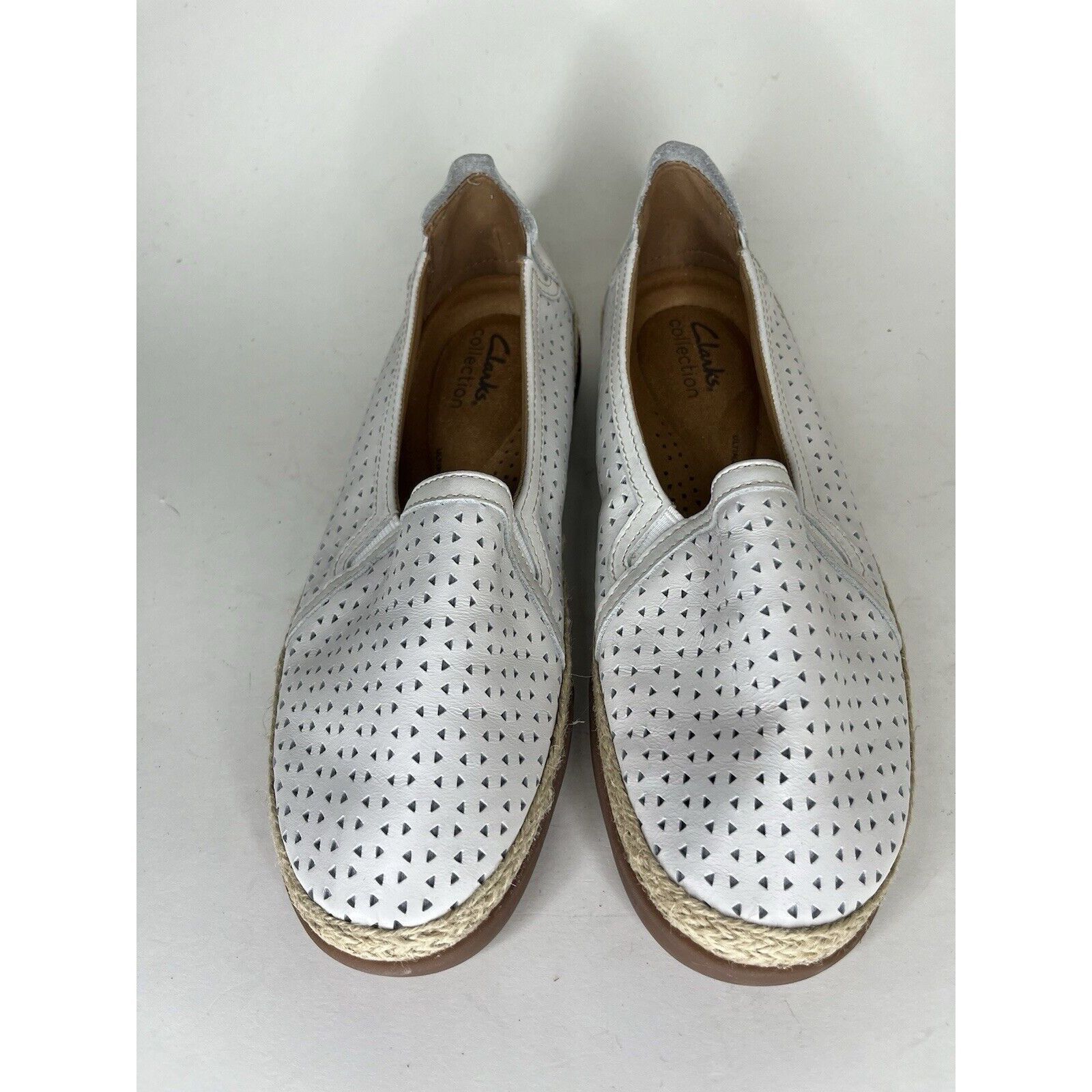Clarks Clarks Collection White Leather Perforated Espadrilles Shoes Size US 8 / IT 38 - 10 Thumbnail