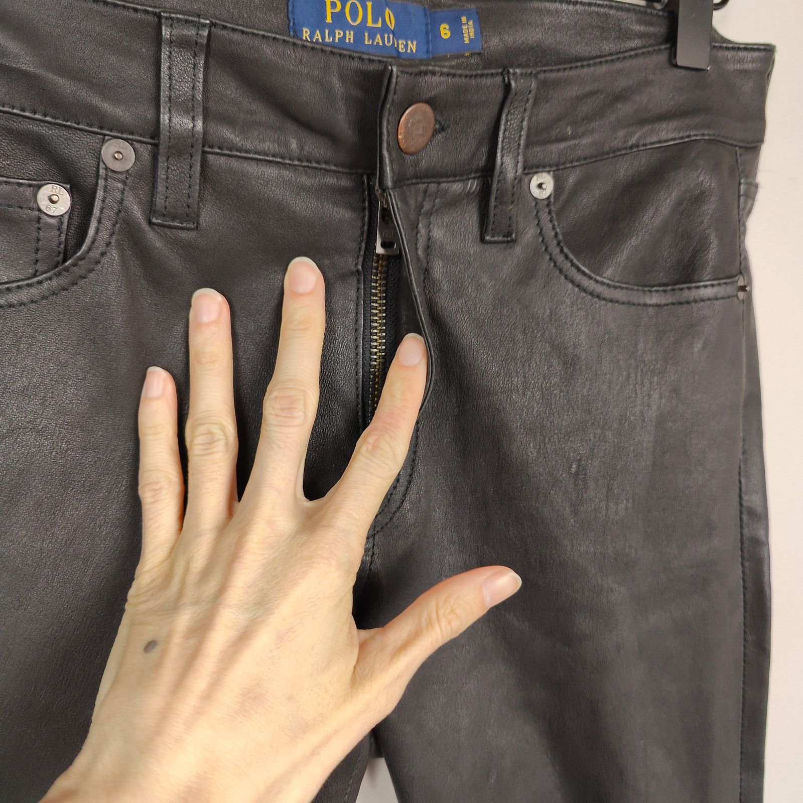 Polo Ralph Lauren Polo Ralph Lauren Leather Pants Womens 6 Black Skinny Zip Size 28" / US 6 / IT 42 - 3 Thumbnail