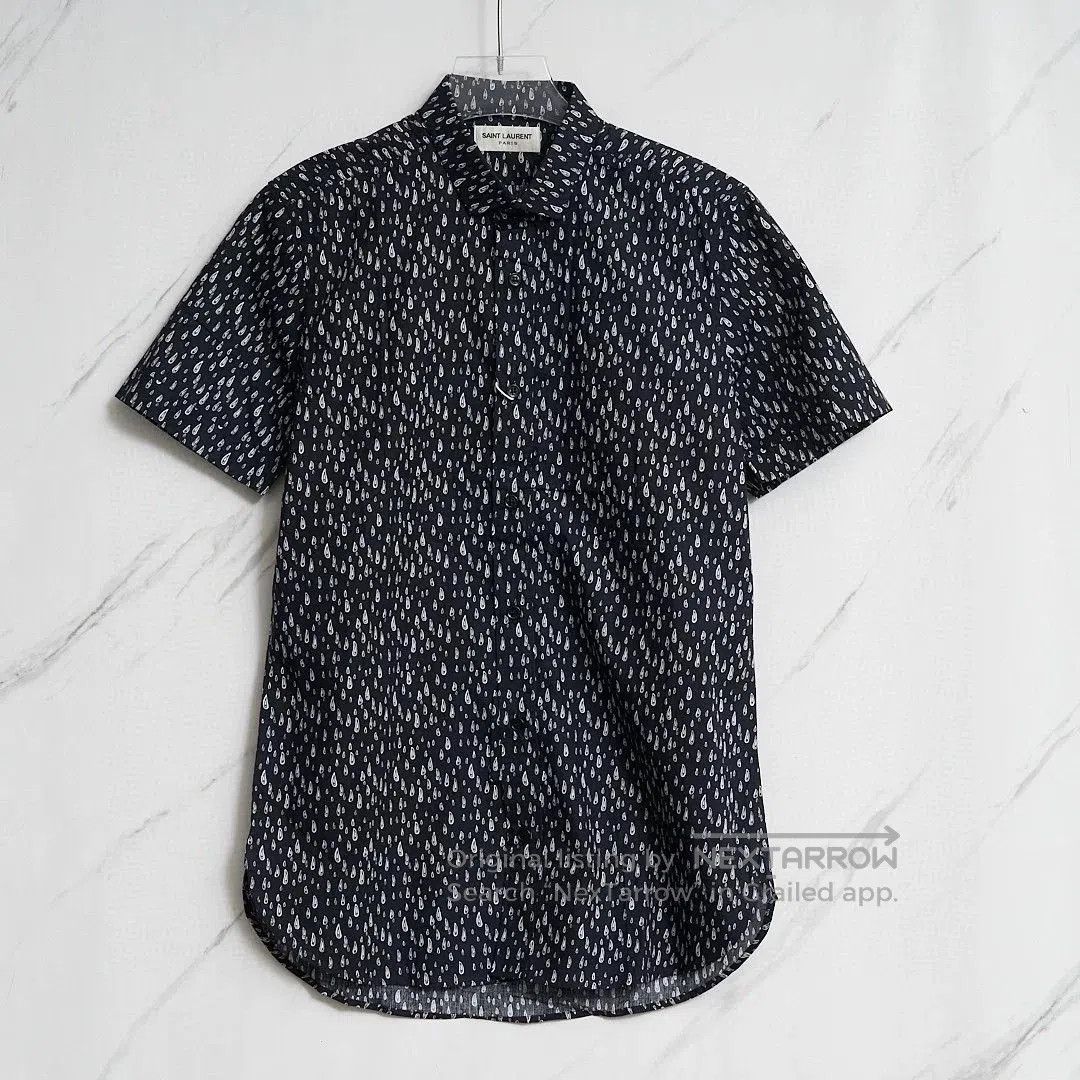 Saint Laurent Paris Saint Laurent Blue Teardrop Short-Sleeve Shirt. Size US XXS / EU 40 - 1 Thumbnail