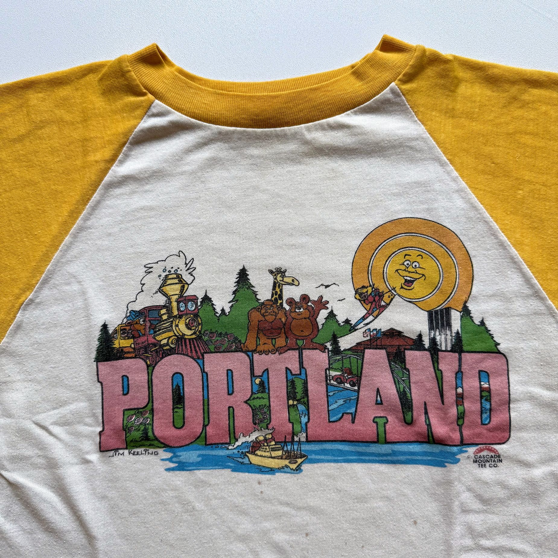 Vintage 1980s Portland Oregon Cascade Mountain Tee Co Raglan Tee Size US S / EU 44-46 / 1 - 4 Thumbnail