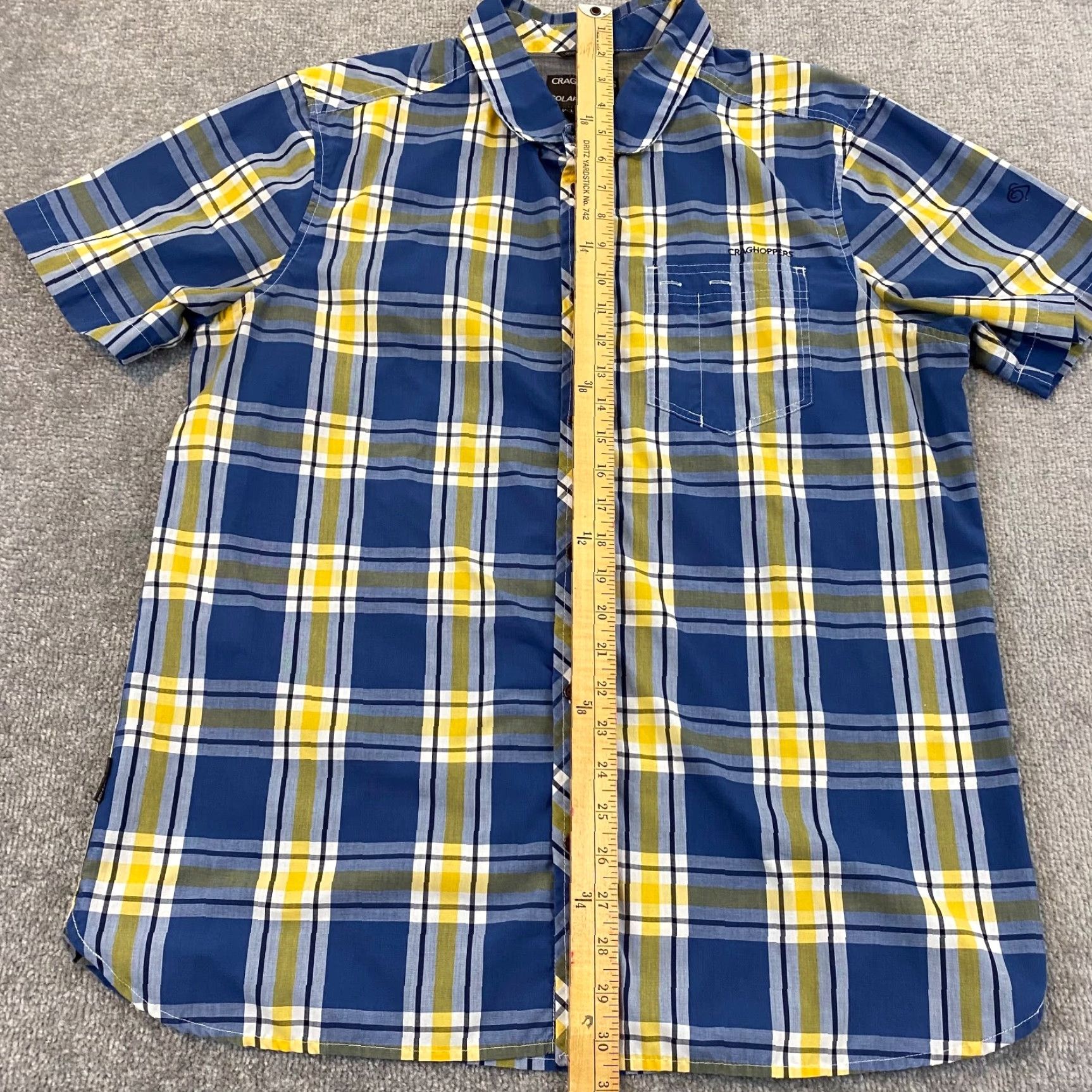 Vintage Craghoppers Solarshield Shirt Mens Large Blue Yellow Plaid Button Sun Protection Size US L / EU 52-54 / 3 - 7 Thumbnail