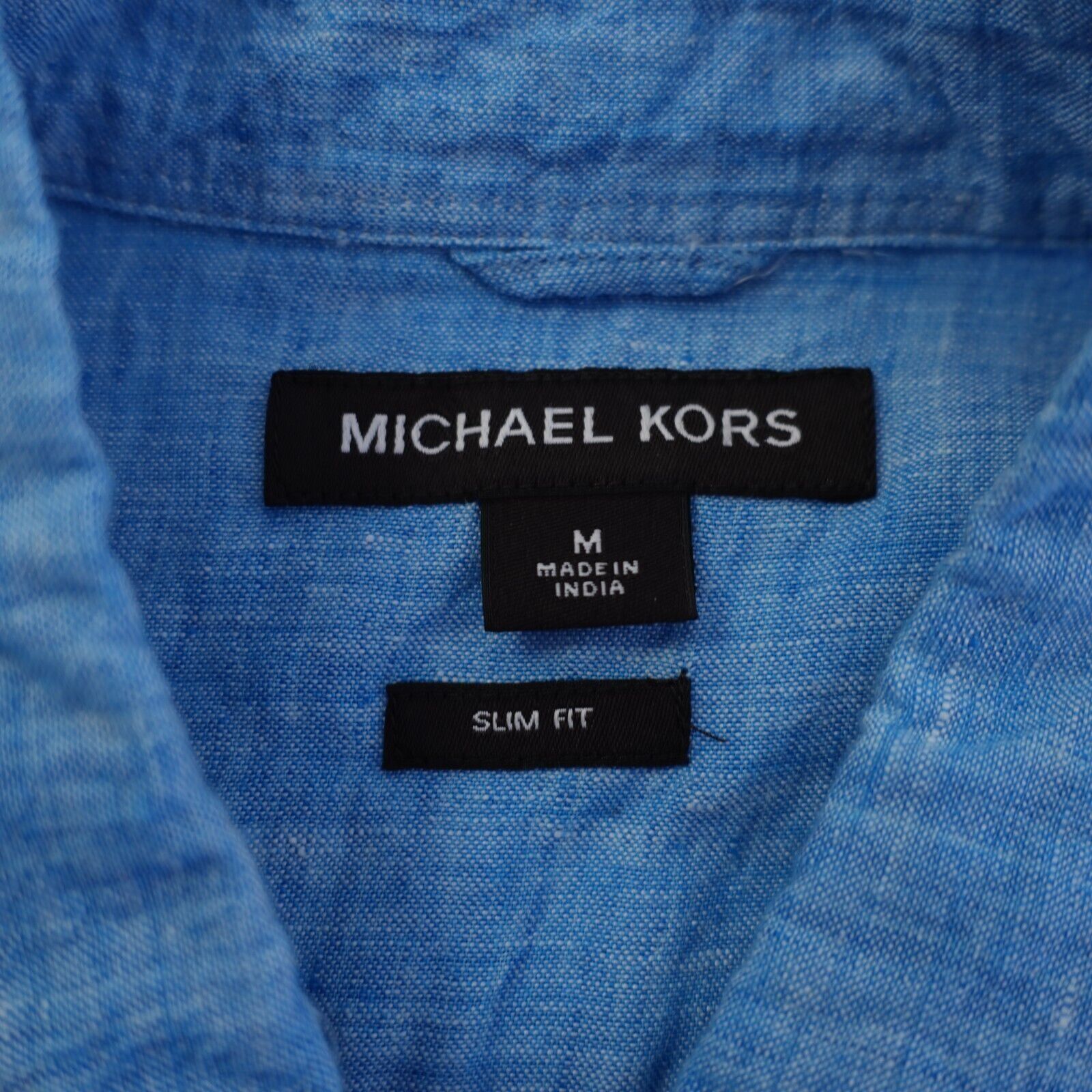 Michael Kors Michael Kors 100% Linen Slim Fit Blue Short Sleeve Medium Bu Size US M / EU 48-50 / 2 - 7 Thumbnail