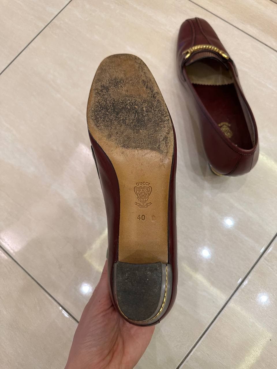 Gucci × Vintage Gucci Loafer Pumps Horse Bit Heel Vintage Burgundy EU 40 Size US 10 / IT 40 - 12 Thumbnail