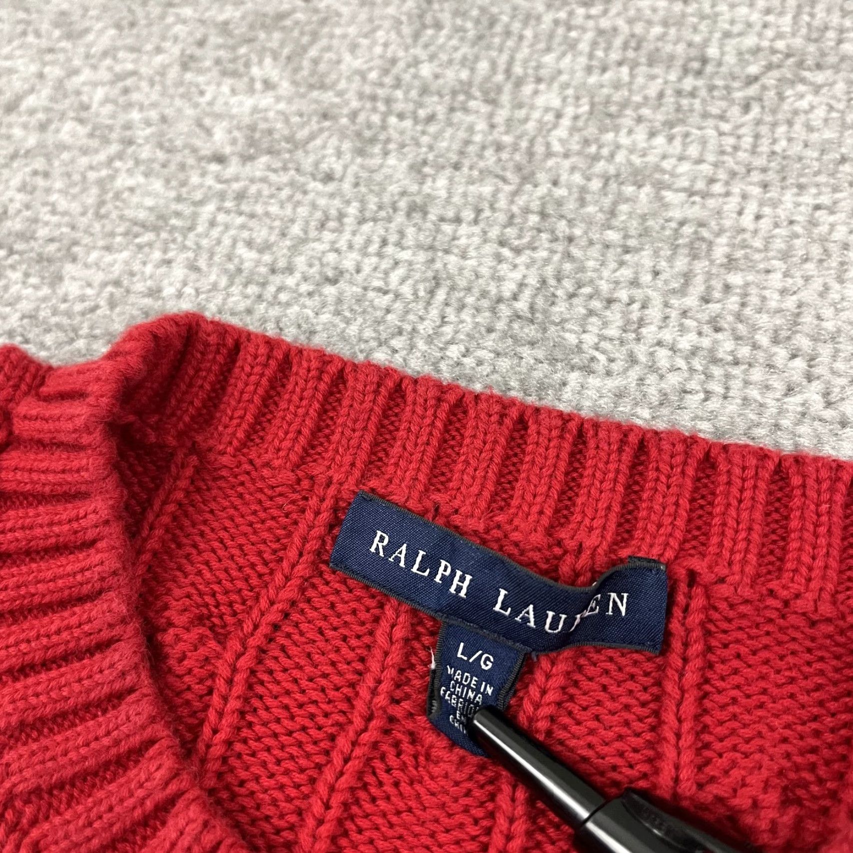 Ralph Lauren Vintage Ralph Lauren Sweater Women Large Crew Neck Cable Knit Red Preppy Pullover Size L / US 10 / IT 46 - 3 Thumbnail