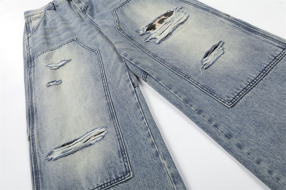 Vintage Loose-fitting men's punk gradient distressed jeans Size US 32 / EU 48 - 4 Thumbnail
