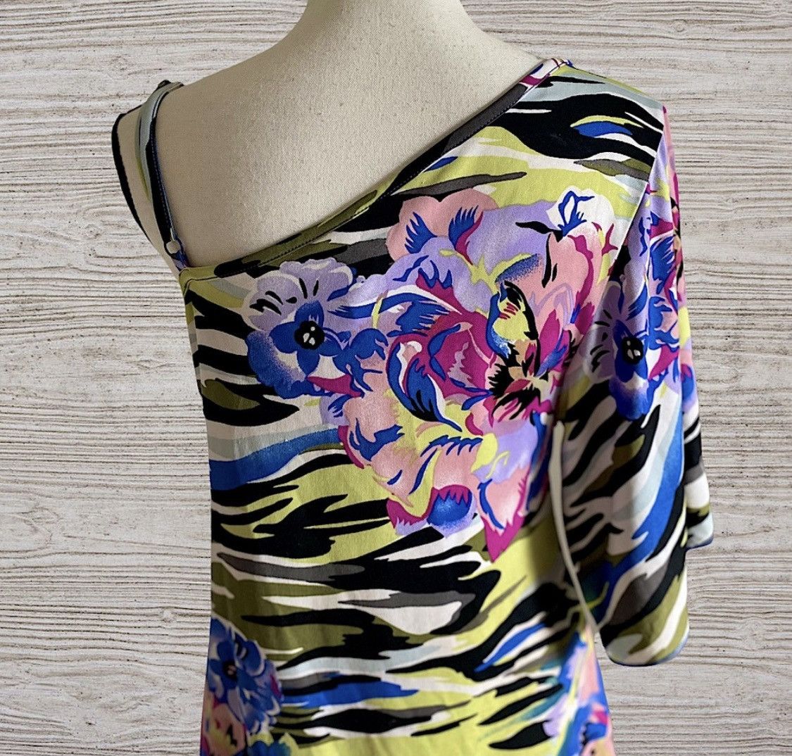 Vintage ONE SHOULDER FLORAL CAMO UNIVERSAL MINI DRESS OR TUNIC TOP Size M / US 6-8 / IT 42-44 - 7 Thumbnail