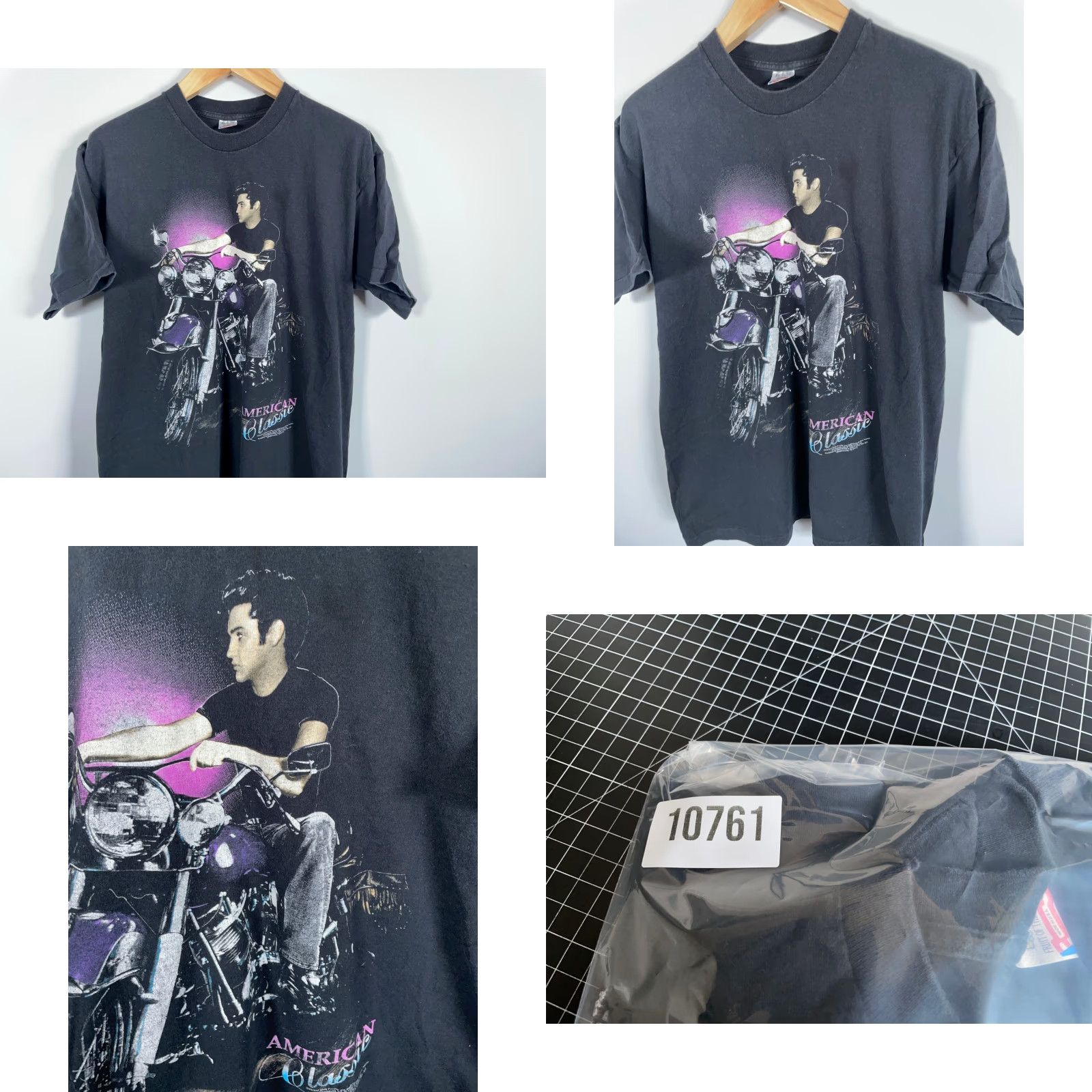 Fruit Of The Loom VINTAGE Elvis Presley T-Shirt 1992 Black XL Fruit of the Loom Men’s Short Sleeve Crew Neck Graphic Print Retro 90s Size US XL / EU 56 / 4 - 8 Thumbnail