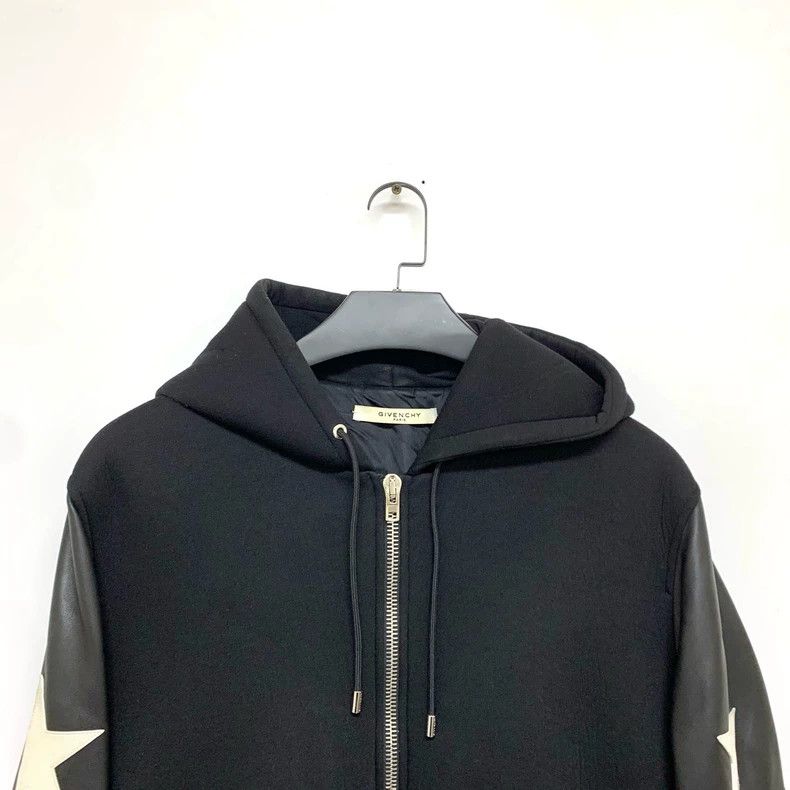 Givenchy Givenchy Size 56Black Five-Star Leather Patch Hooded Jacket Size US XL / EU 56 / 4 - 2 Thumbnail