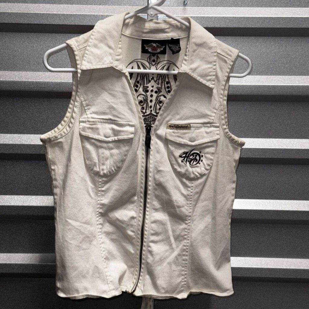Harley Davidson HARLEY DAVIDSON White Cotton Vest Women's Size Large Size L / US 10 / IT 46 - 1 Thumbnail