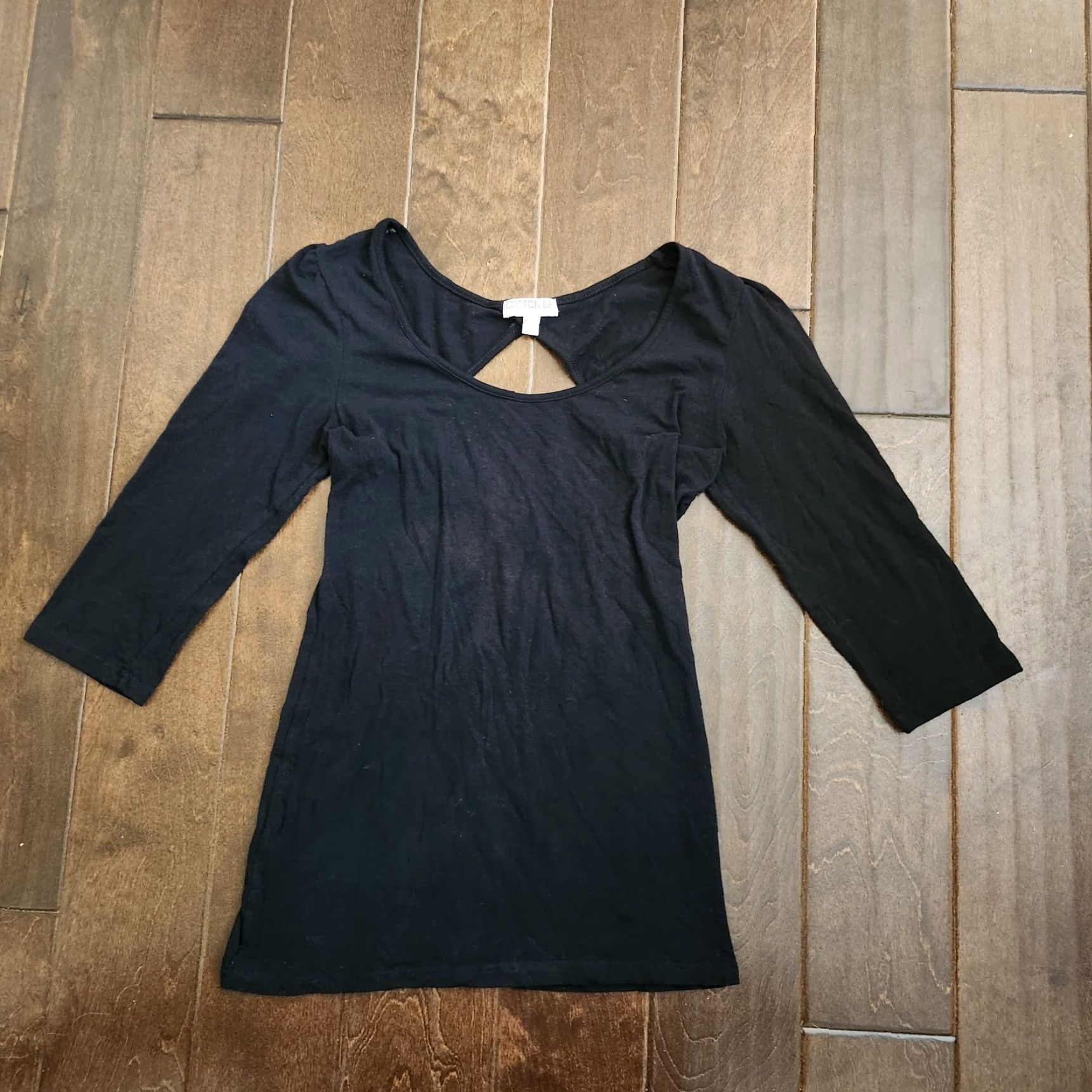Cotton On Cotton On Blouse Women's Black 3/4 Sleeve Top - Size Large - Regular Fit - Solid Pattern - Cotton Blend - All Seasons - Machine Washable - Womens Size L / US 10 / IT 46 - 2 Thumbnail