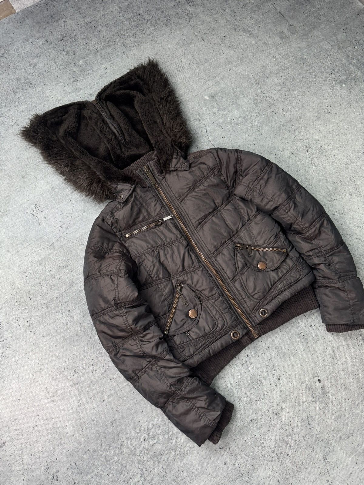 Hysteric Glamour Crazy Y2K Alaska bomber jacket fur black zipper hood Size L / US 10 / IT 46 - 4 Thumbnail