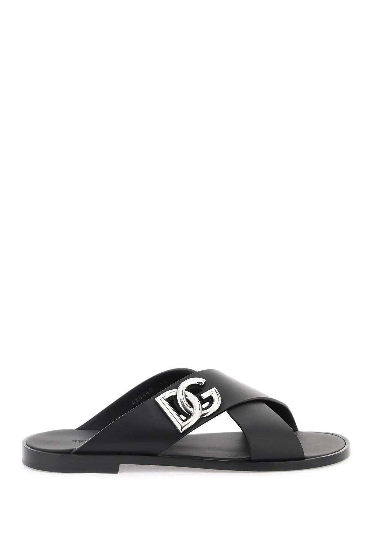image of Dolce Gabbana O1S22I1N0224 Leather Sandals In Black, Men's (Size 9)