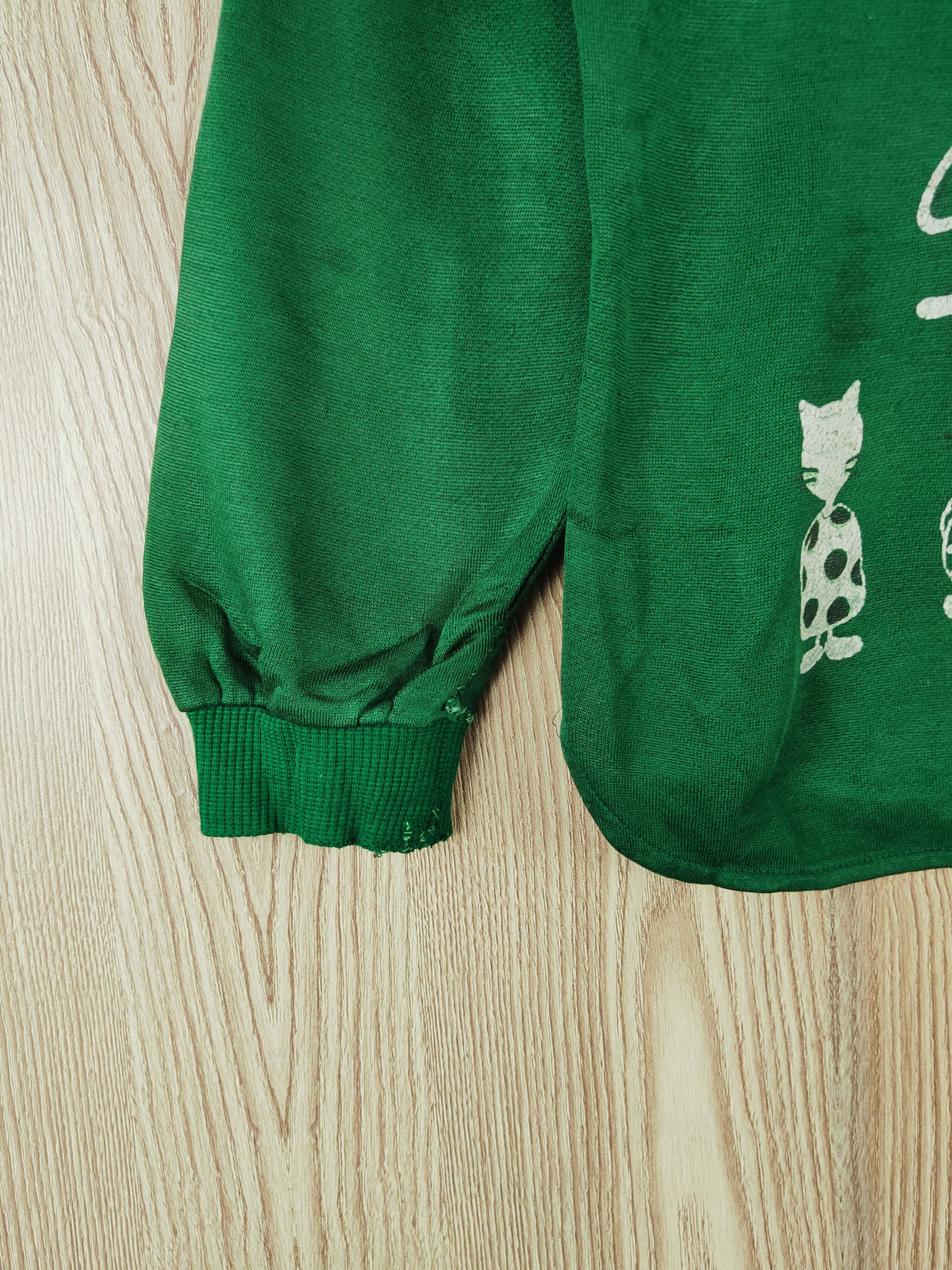 Japanese Brand × Vintage Comomi vintage cat Green Sweatshirts #W417 Size M / US 6-8 / IT 42-44 - 5 Thumbnail