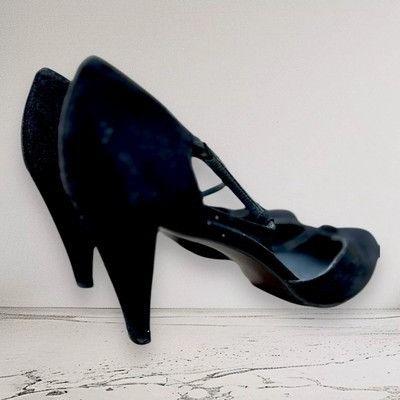 Stuart Weitzman Vintage stuart weitzman Black Tie Satin Heels Shoes Size 8.5 Size US 8.5 / IT 38.5 - 1 Thumbnail