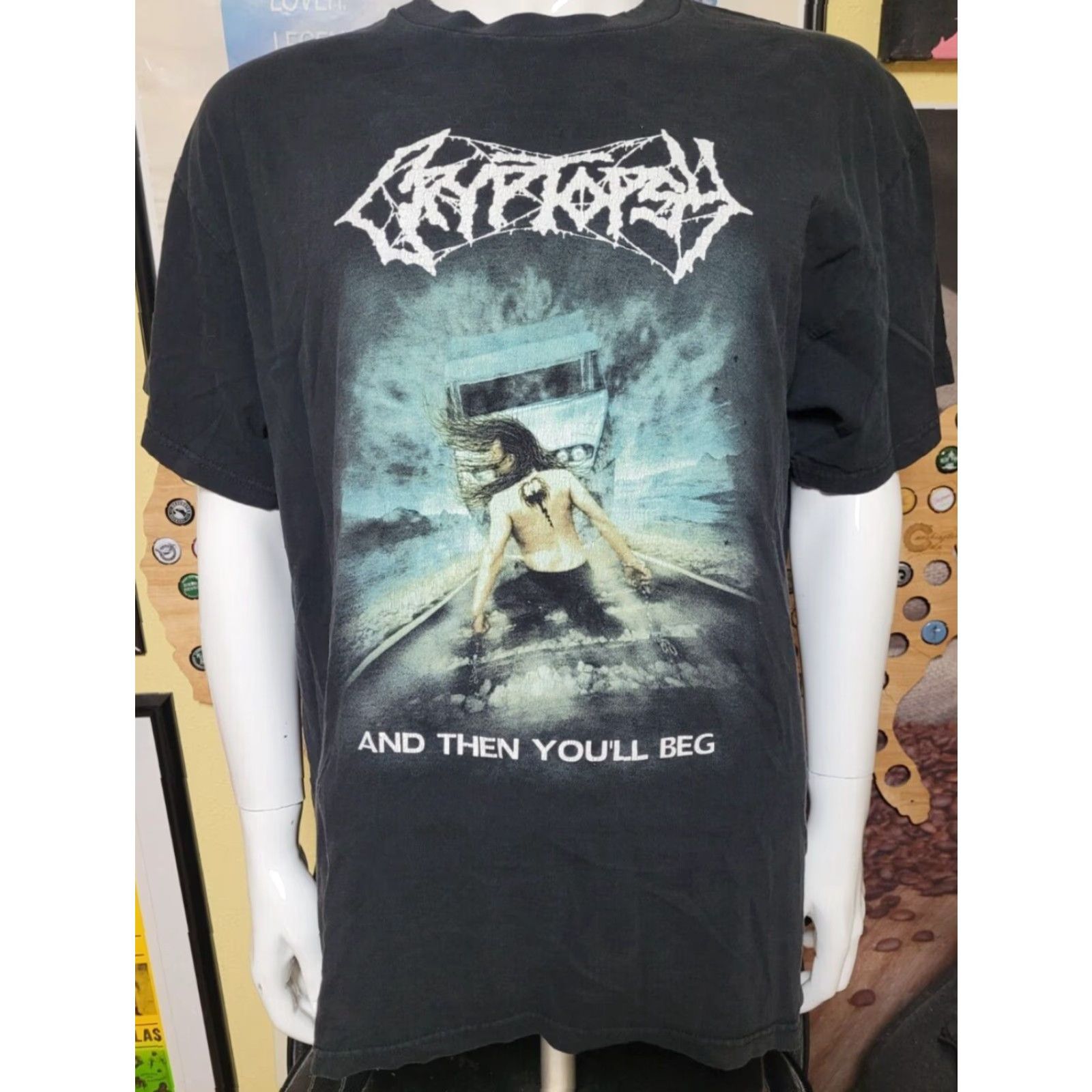 Delta VINTAGE Delta T-Shirt Cryptopsy And Then You'll Beg 2000 XL Black Short Sleeve Crew Neck Men Graphic Tee Band Heavy Metal Music Size US XL / EU 56 / 4 - 2 Thumbnail