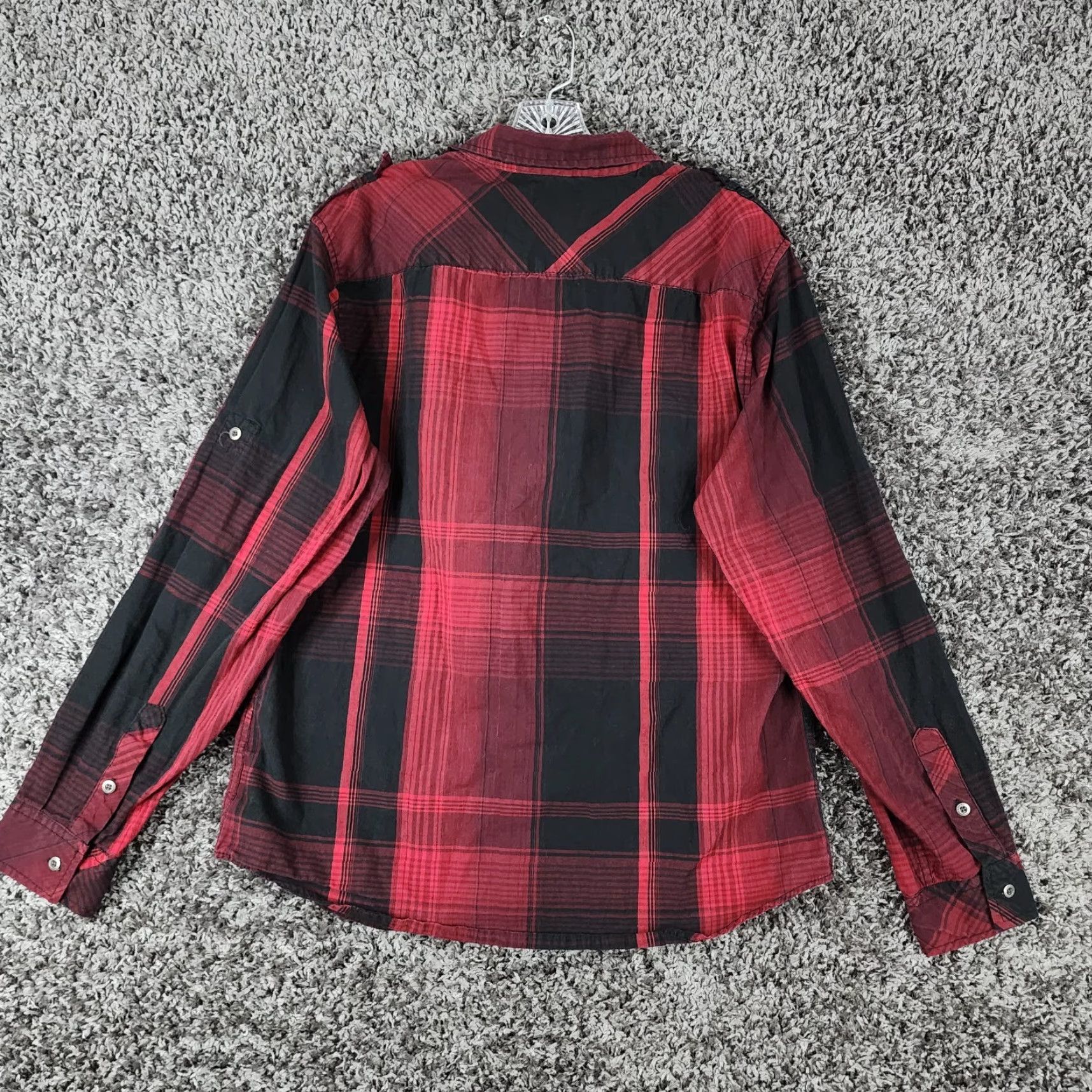 Vintage Rock & Republic Mens Red Black Plaid Long Sleeve Button Up Size L Size US L / EU 52-54 / 3 - 5 Thumbnail