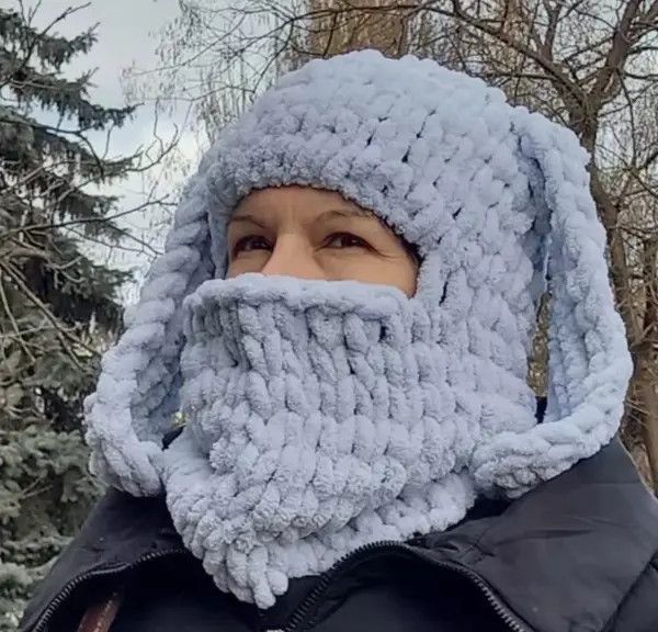 Handmade knitted balaclava/ski mask bunny style Size ONE SIZE - 5 Thumbnail