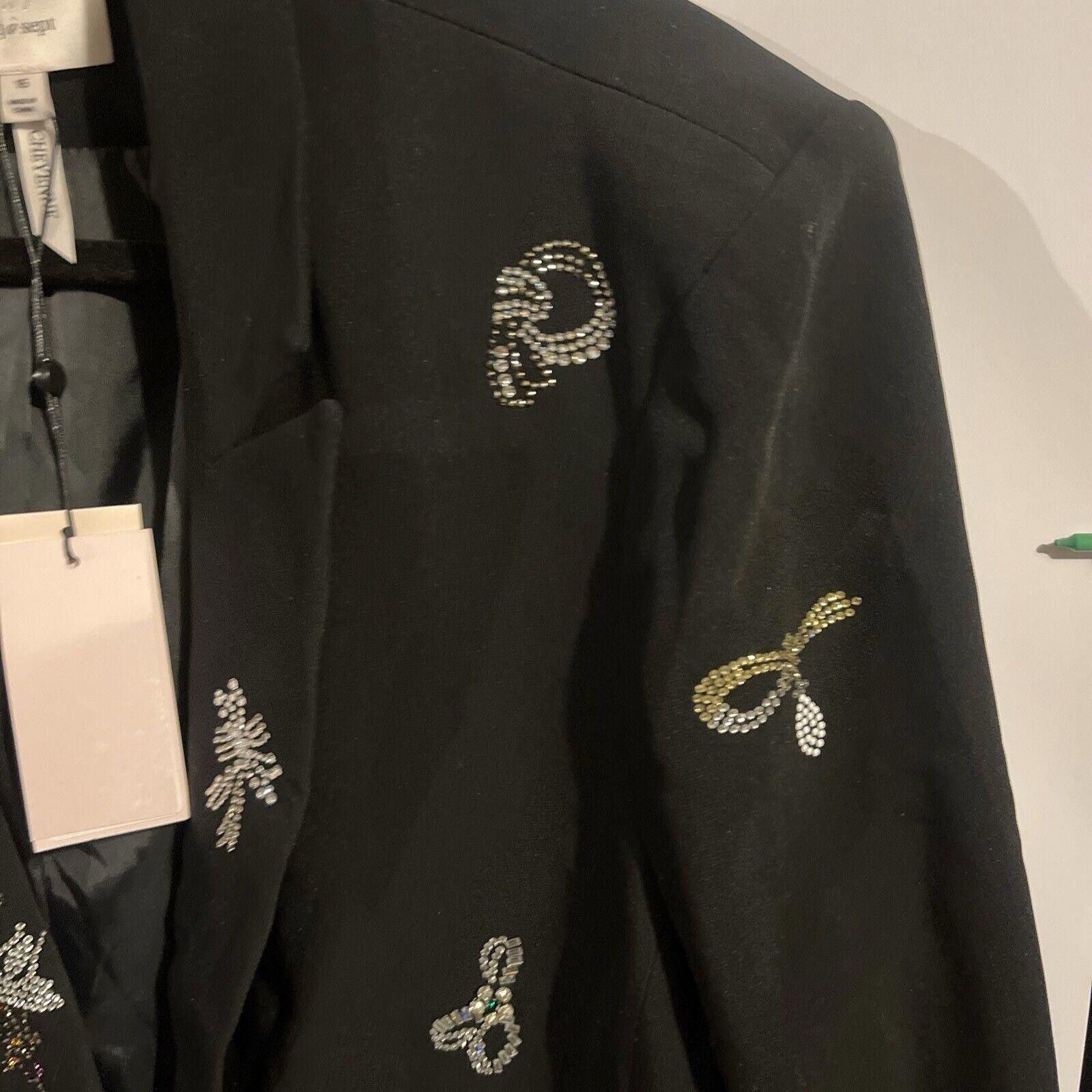 Designer NEW Cinq A Sept BLACK Butterfly Emb Kylie Jacket size 16 Size XXL / US 16-18 / IT 52-54 - 4 Thumbnail