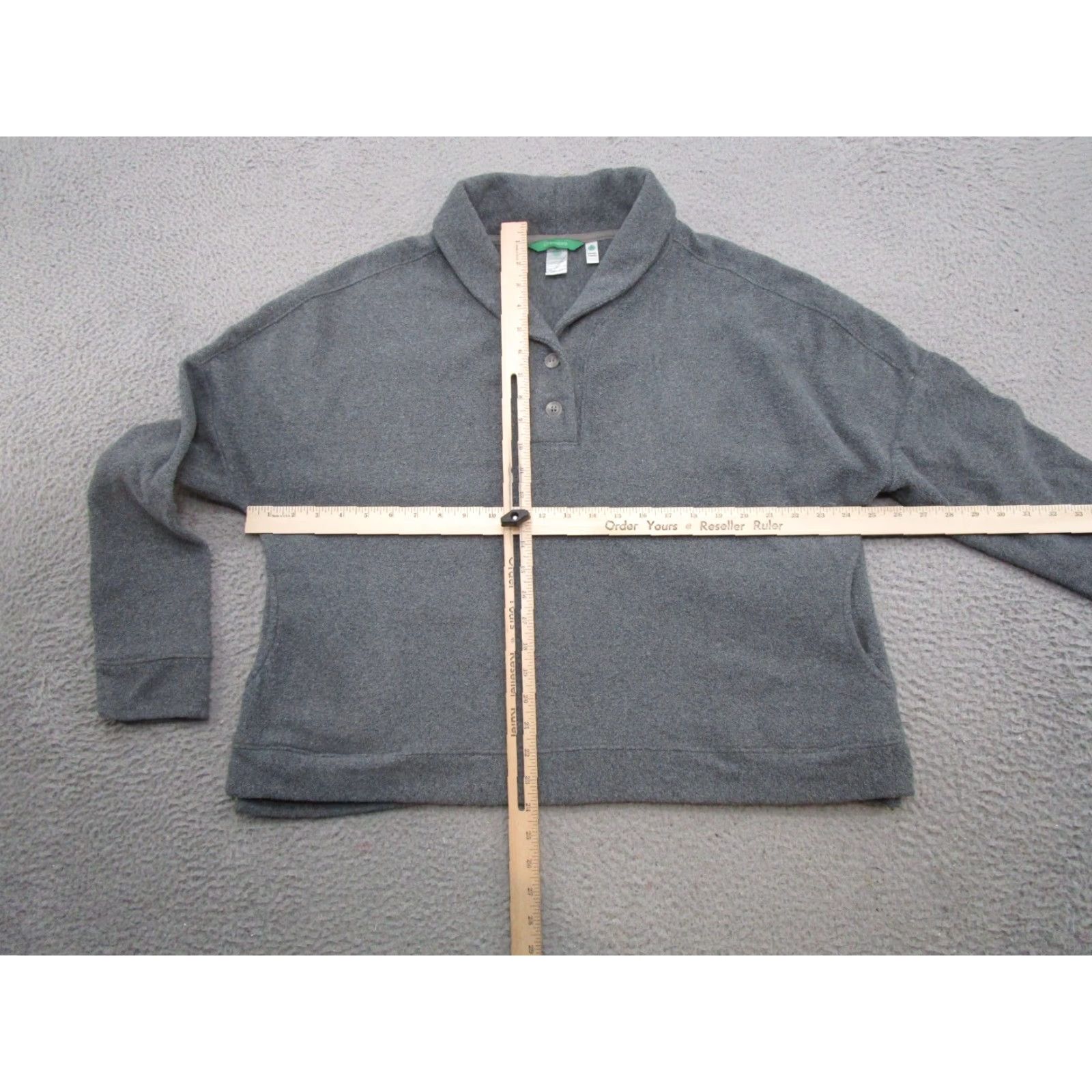 Vintage Aventura Women's Gray Fleece Pullover Collared 1/4 Button Sweater SZ L Recycled Size L / US 10 / IT 46 - 5 Thumbnail