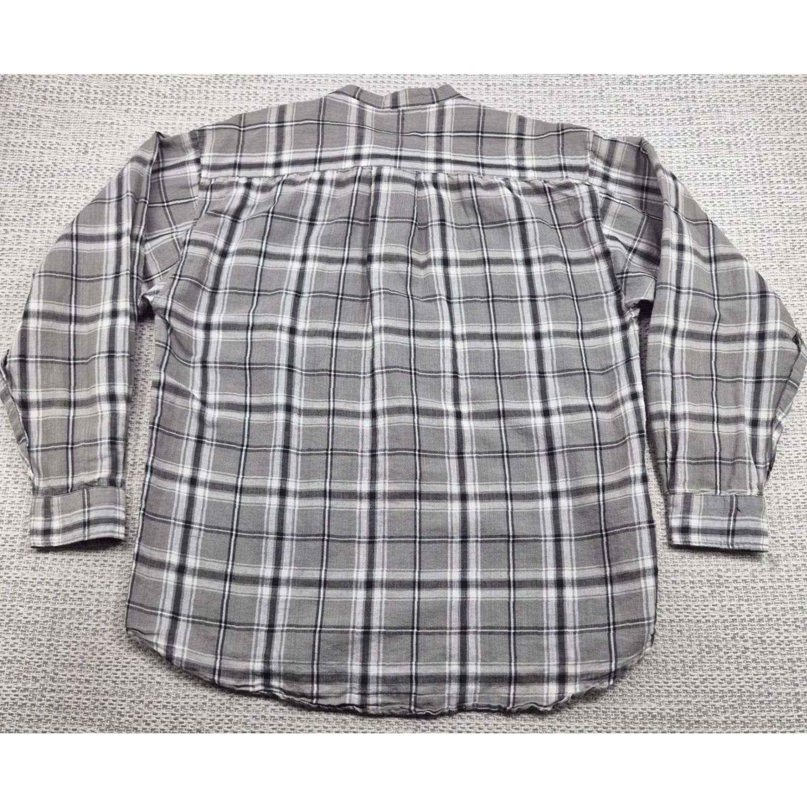 Bugle Boy Bugle Boy Button Up Shirt Mens Large Gray Plaid Band Collar Long Sleeve vintage Size US L / EU 52-54 / 3 - 6 Thumbnail