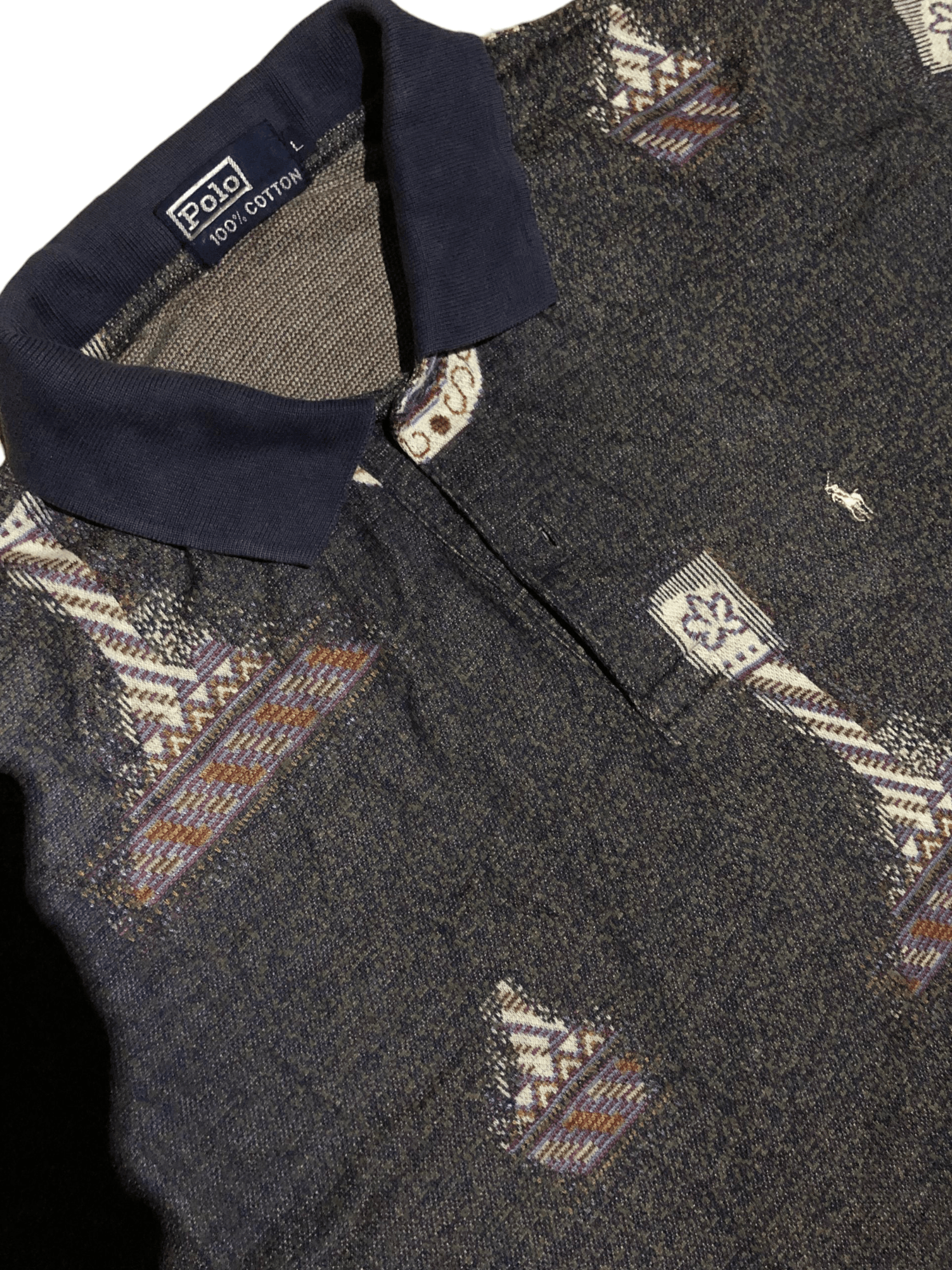 Polo Ralph Lauren VINTAGE RARE Polo Ralph Lauren Tribal Print Knit Polo Shirt Size US M / EU 48-50 / 2 - 2 Thumbnail