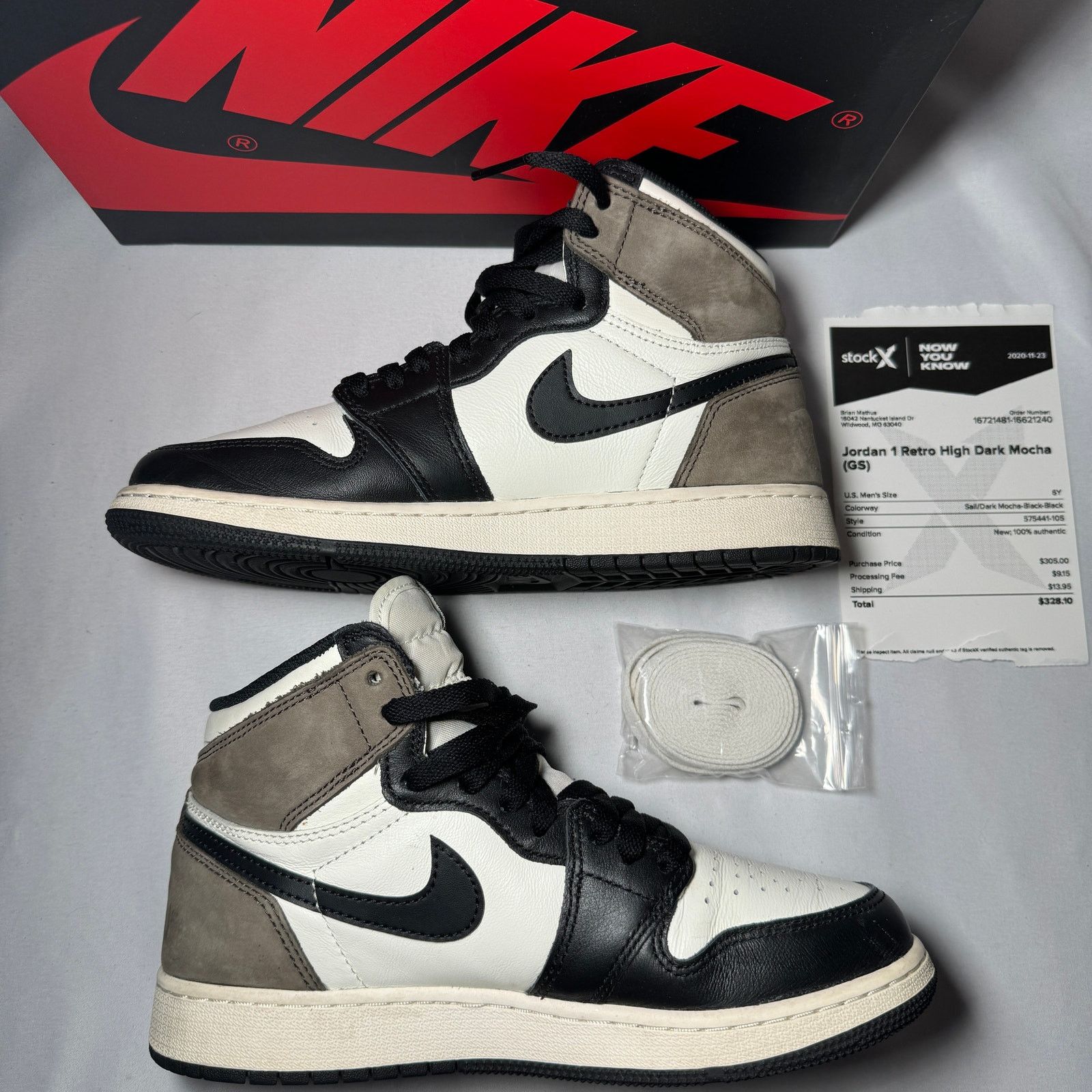 Jordan Brand × Nike Size 6 Air Jordan 1 Retro High OG GS Dark Mocha Men's Shoes Size US 6 / EU 39 - 3 Thumbnail