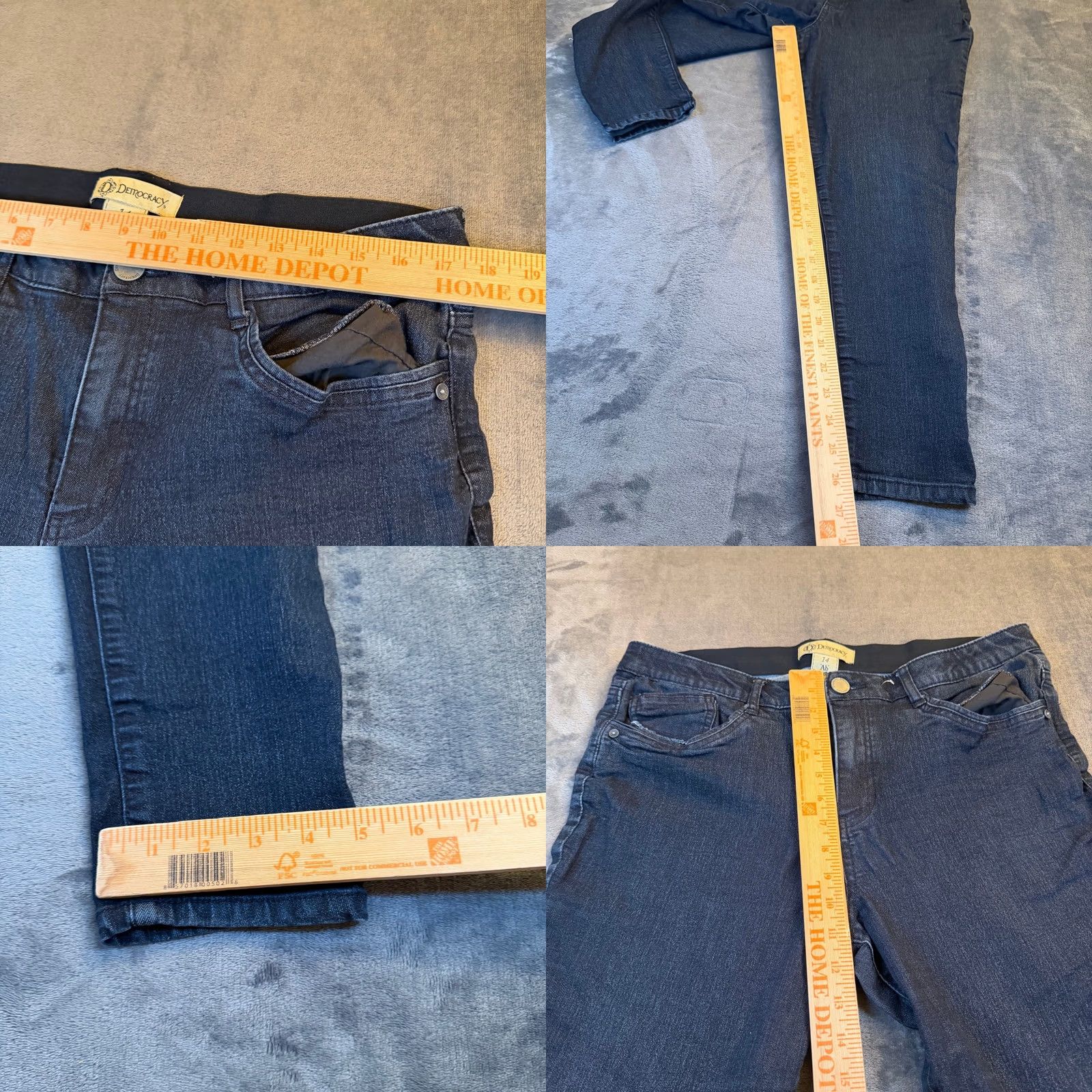 Vintage VINTAGE DEMOCRACY Jeans Dark Wash Stretch 14 Women 35x26" Denim Spandex Polyester Cotton Blend Jegging 5-Pocket High Rise Womens Size 36" / US 14 / IT 50 - 8 Thumbnail