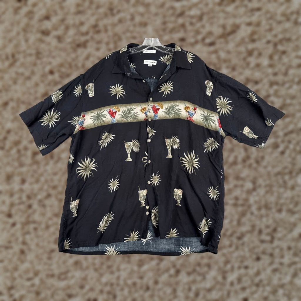 Pierre Cardin Pierre Cardin Shirt Adult 2XL XXL Black Floral Hawaiian 100% Rayon Button-Up Cocktails Size US XXL / EU 58 / 5 - 1 Thumbnail