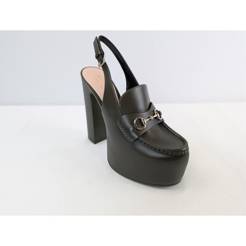 Gucci o1rshd1 Leather Real Platform Loafer Pump Sandal in Green Size US 9 / IT 39 - 3 Thumbnail