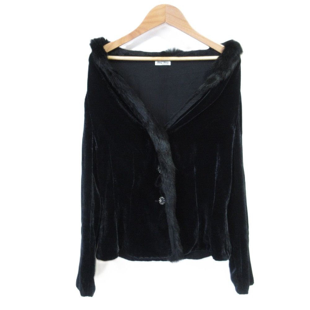 Miu Miu Miu Miu Miu Miu Fur Velour Cardigan Jacket Others Outerwear DUTY FREE for USA Size ONE SIZE - 1 Thumbnail