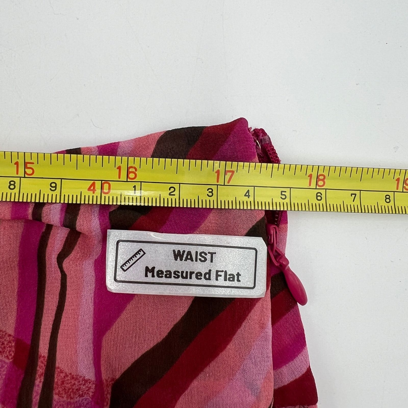 Vintage Vintage Y2K Printed Stripes Silk Skirt Pink Size 36" / US 14 / IT 50 - 4 Thumbnail