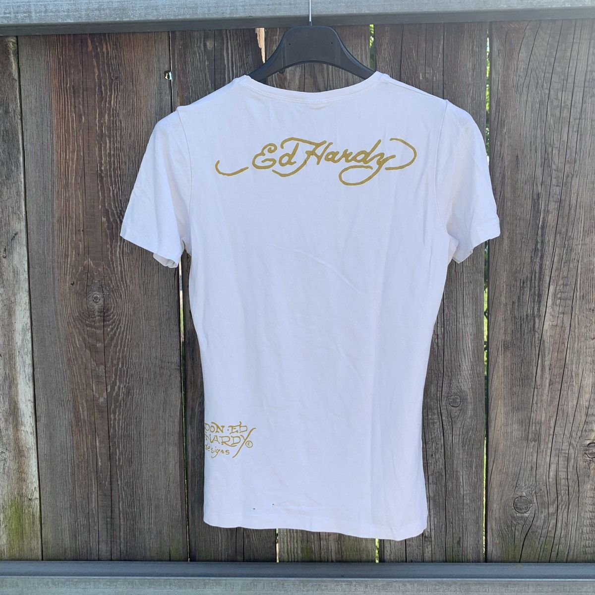 Christian Audigier × Ed Hardy × Japanese Brand Y2K Ed Hardy top white cross rhinestones women's Size S / US 4 / IT 40 - 2 Thumbnail