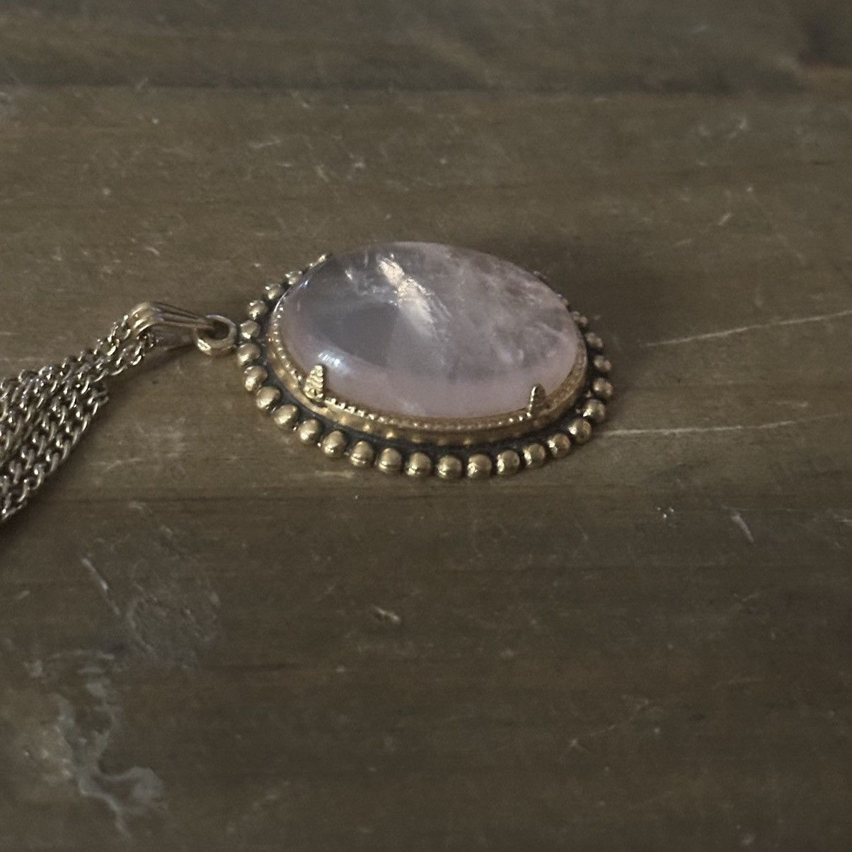 Vintage Vintage gold tone oval rose quartz pendant necklace Size ONE SIZE - 3 Thumbnail