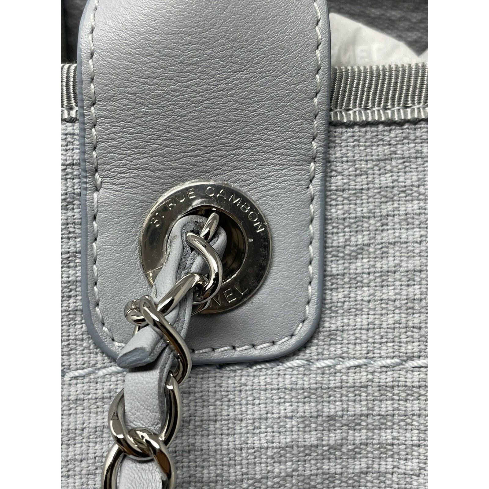 Chanel 22S CHANEL Deauville Small Grey Blue mixed Fibers Tote Bag Size ONE SIZE - 8 Thumbnail