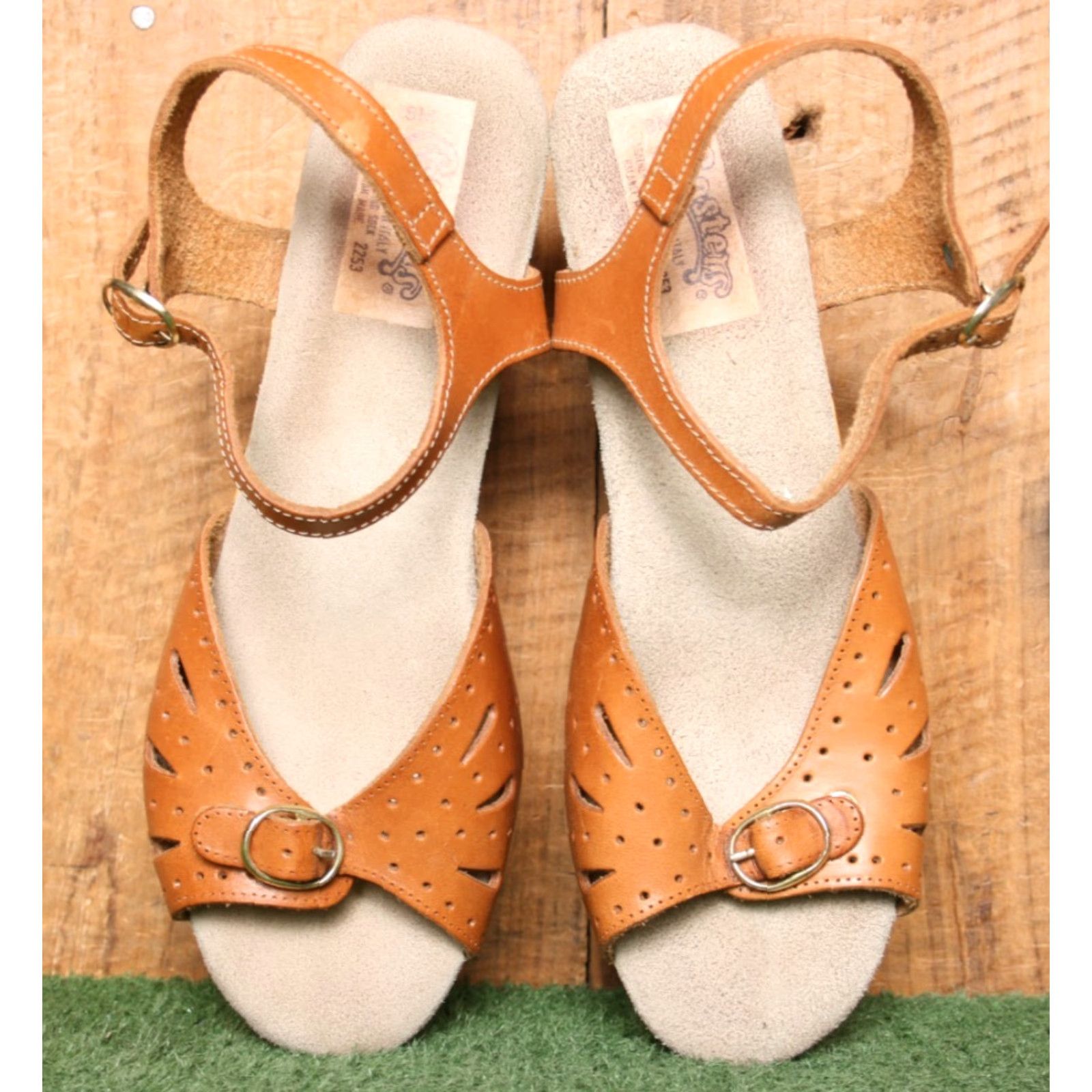 Vintage VINTAGE COASTERS Tan Leather 3" Wedge Heel Ankle Strap Platform Boho Sandals 8M Size US 8 / IT 38 - 5 Thumbnail