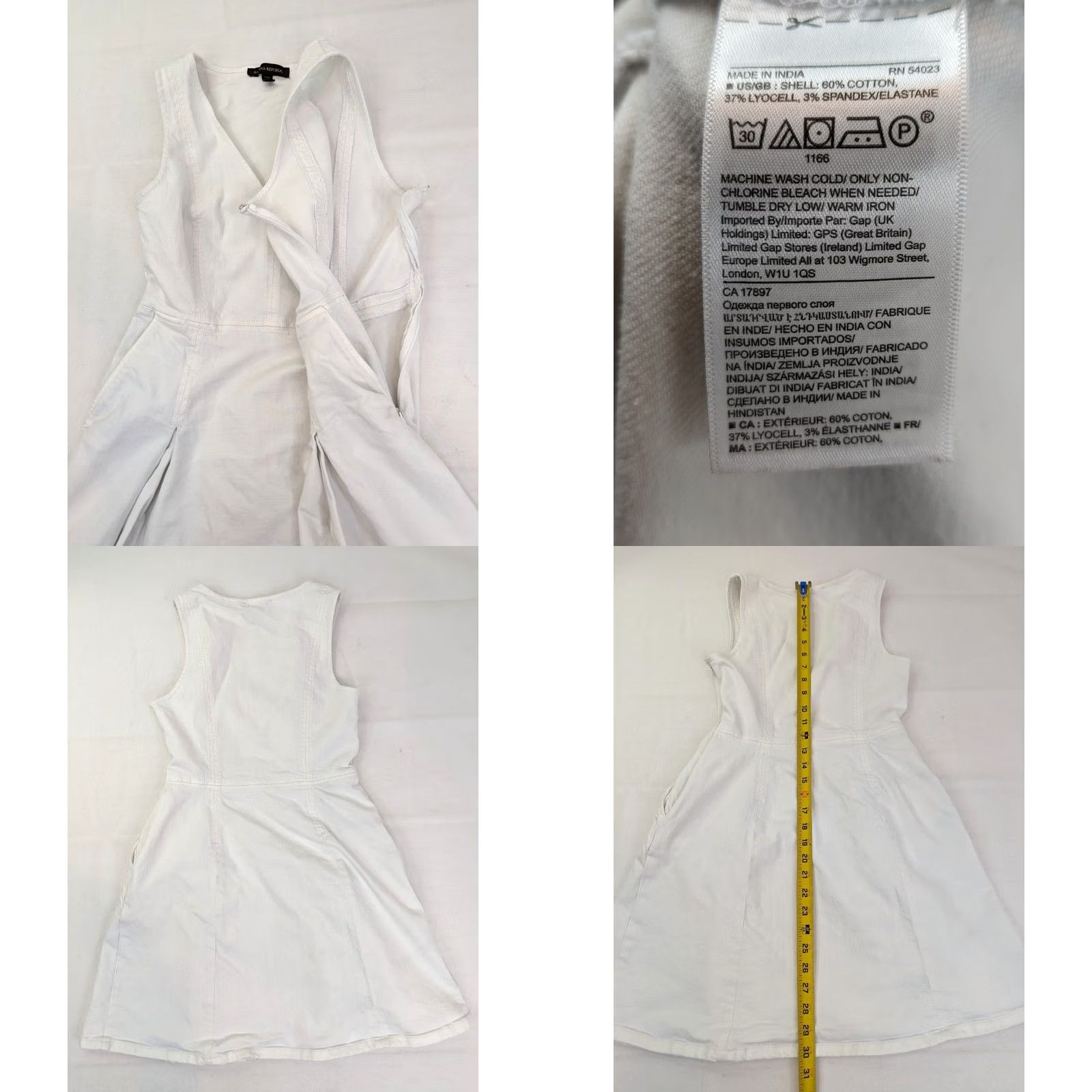 Banana Republic Banana Republic Dress Women 6P White Denim Sleeveless V-Neck Flare (24 W x 30 L) Size M / US 6-8 / IT 42-44 - 8 Thumbnail