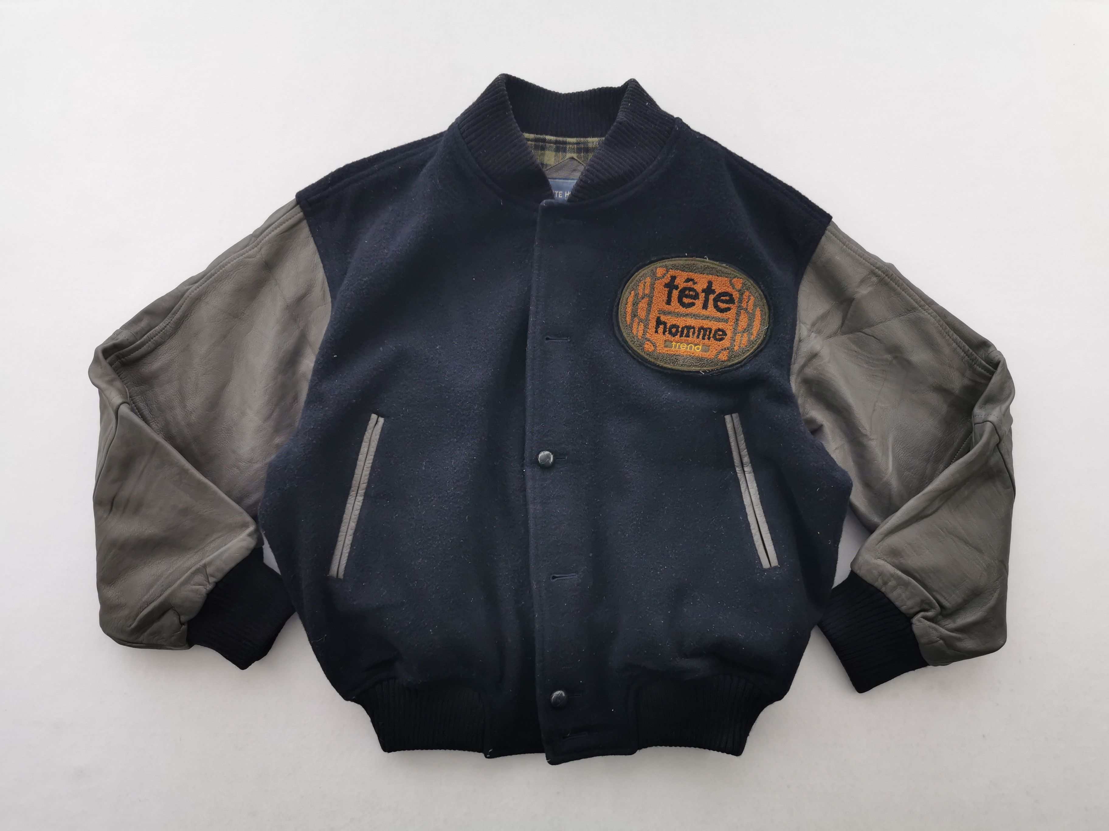 Issey Miyake Vintage 90's Tete Home Issey Miyake Varsity Wool Leather Size US XL / EU 56 / 4 - 1 Thumbnail