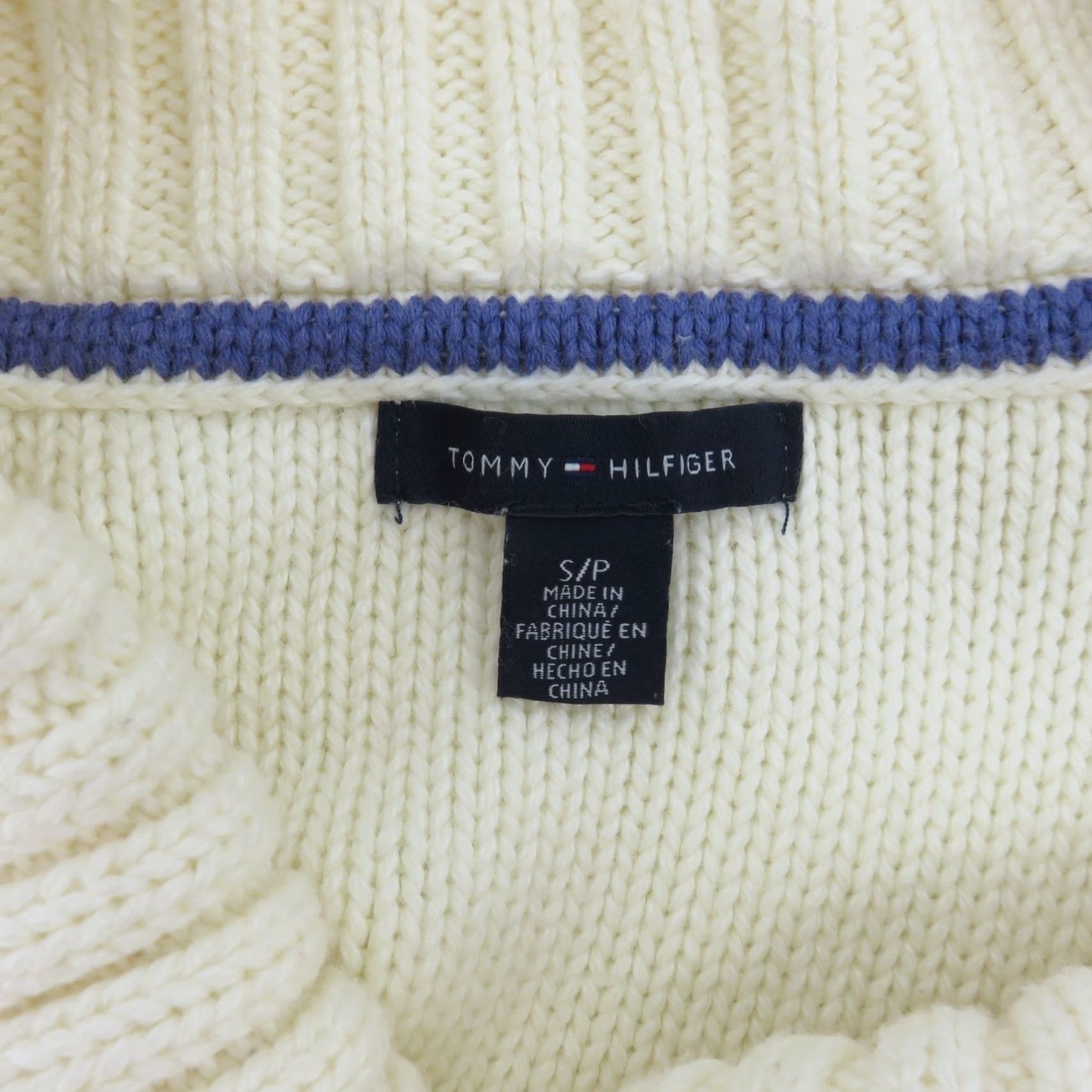 Tommy Hilfiger Tommy Hilfiger Women Small Cream Chunky Knit Short Sleeve Sweater Gold Buttons Size S / US 4 / IT 40 - 7 Thumbnail