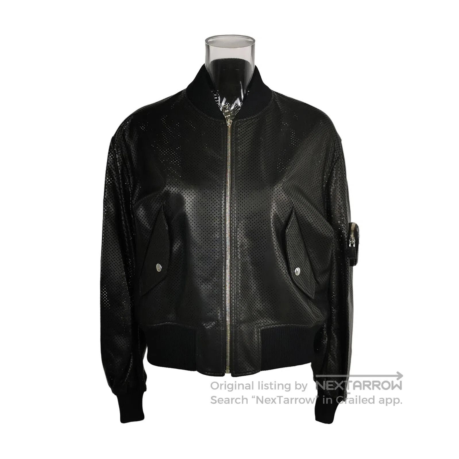 Prada Prada Black Leather Logo Zip Bomber Jacket . Size US L / EU 52-54 / 3 - 1 Thumbnail