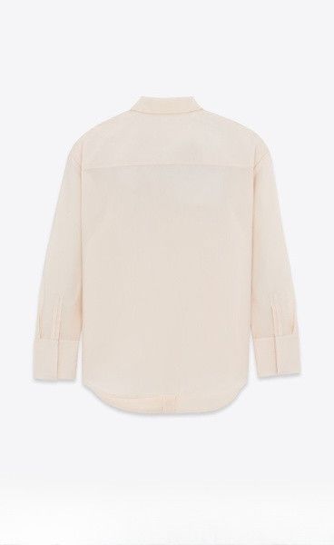 Saint Laurent Paris o1b1hav111025 788143 Oversized Shirt in Faille in Ivory Size US L / EU 52-54 / 3 - 3 Thumbnail