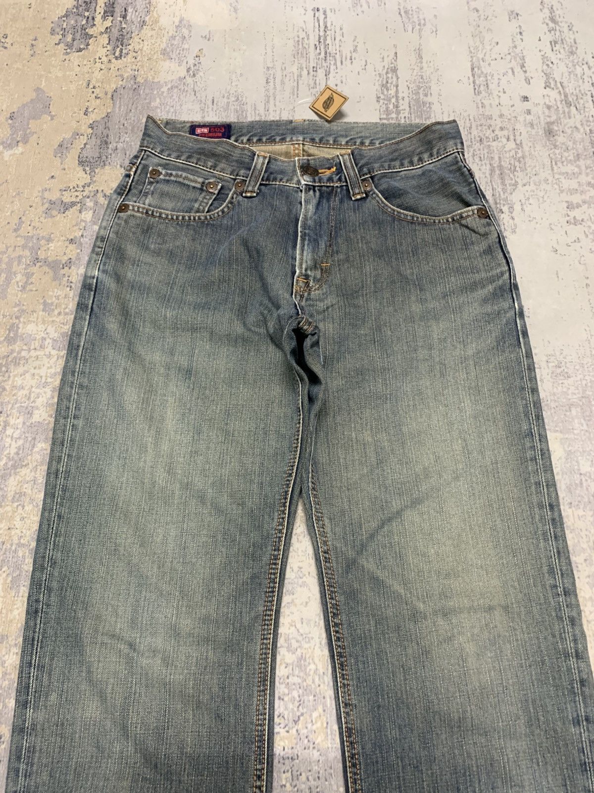 Japanese Brand Vintage Edwin 503 Mud Wash Distressed Loose Jeans Size US 29 - 2 Thumbnail